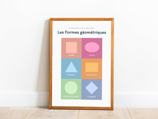 Affiche Les formes - rond carré losange triangle - chambre enfant école maternelle primaire - poster enfant garçon et fille apprentissage - Imagine.affiche