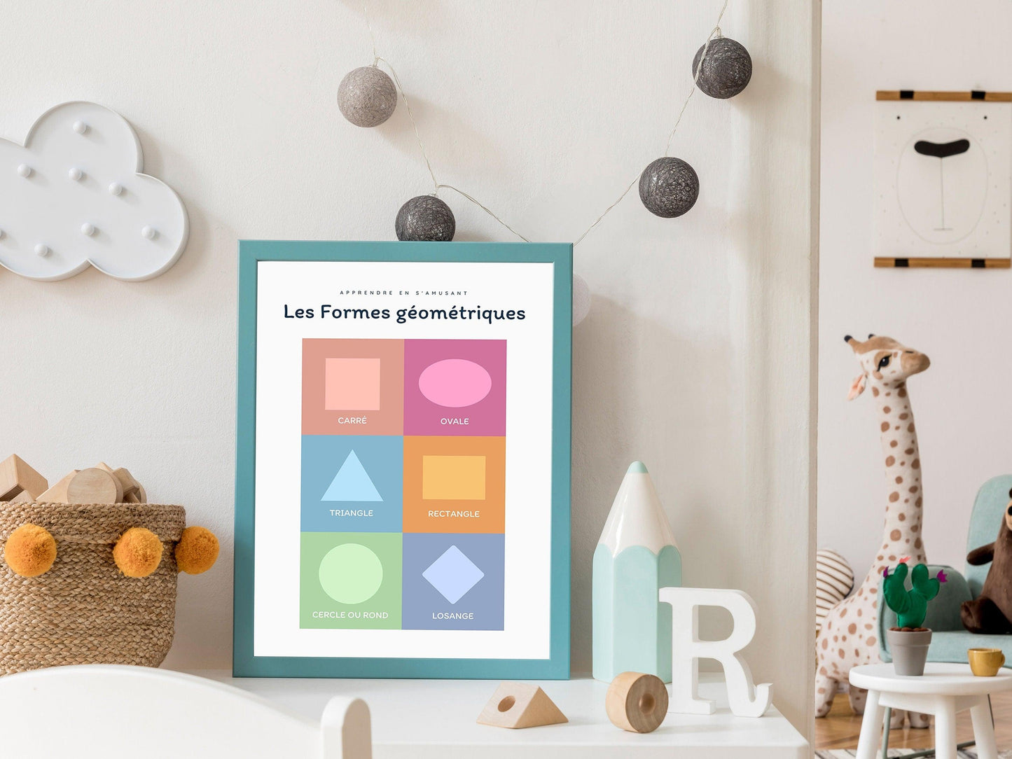 Affiche Les formes - rond carré losange triangle - chambre enfant école maternelle primaire - poster enfant garçon et fille apprentissage - Imagine.affiche
