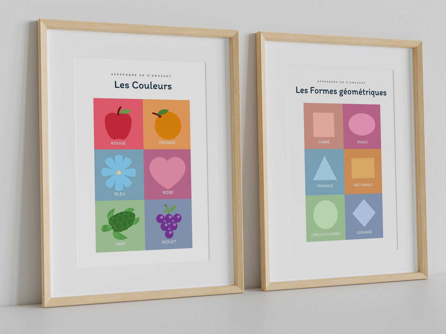 Affiche Les formes - rond carré losange triangle - chambre enfant école maternelle primaire - poster enfant garçon et fille apprentissage - Imagine.affiche