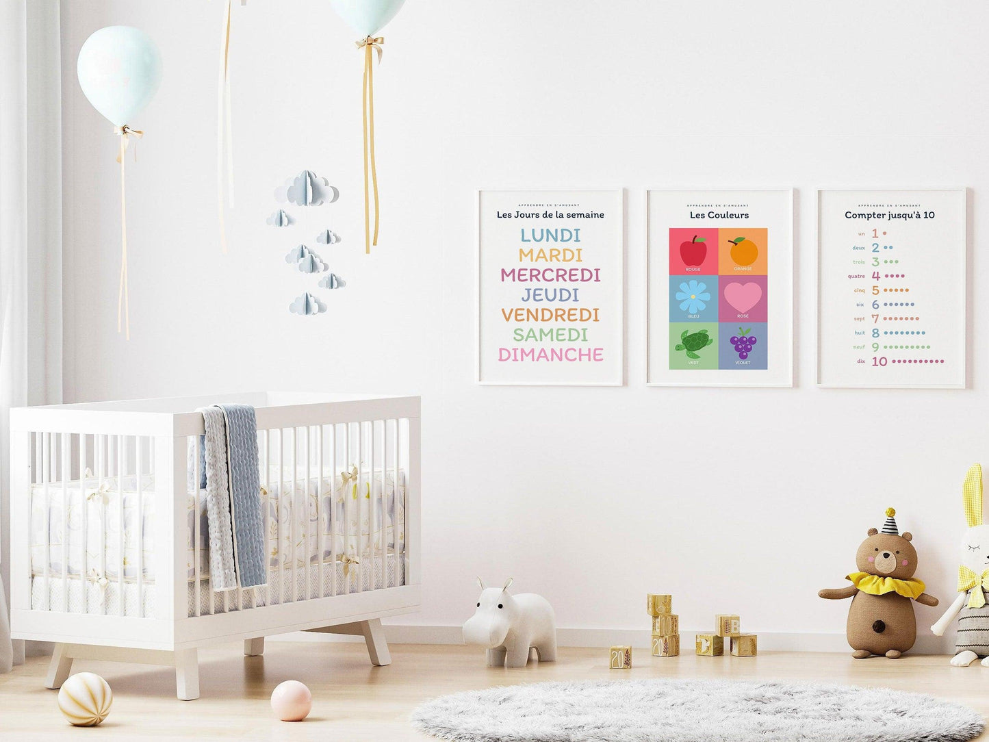 Affiche Ma journée - se doucher, aller à l'école - chambre enfant école maternelle primaire - poster enfant garçon et fille apprentissage - Imagine.affiche