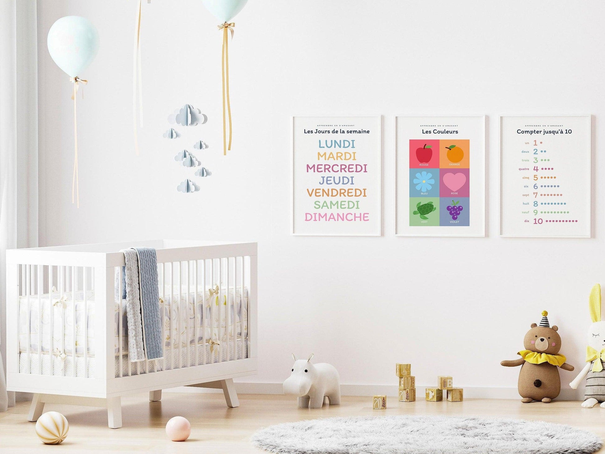 Affiche Ma journée - se doucher, aller à l'école - chambre enfant école maternelle primaire - poster enfant garçon et fille apprentissage - Imagine.affiche