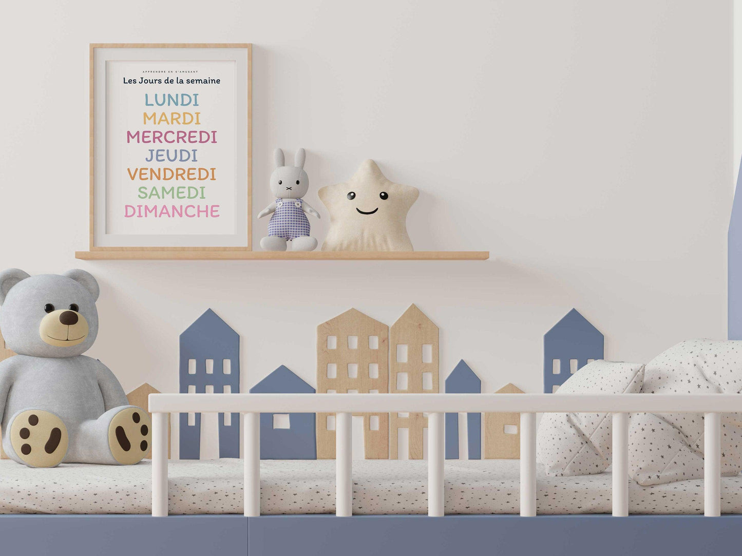 Affiche Les jours de la semaine - lundi mardi samedi chambre enfant école maternelle primaire - poster enfant garçon et fille apprentissage - Imagine.affiche