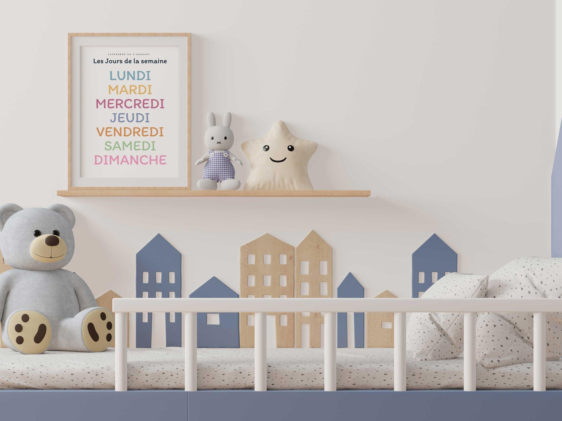 Affiche Les jours de la semaine - lundi mardi samedi chambre enfant école maternelle primaire - poster enfant garçon et fille apprentissage - Imagine.affiche