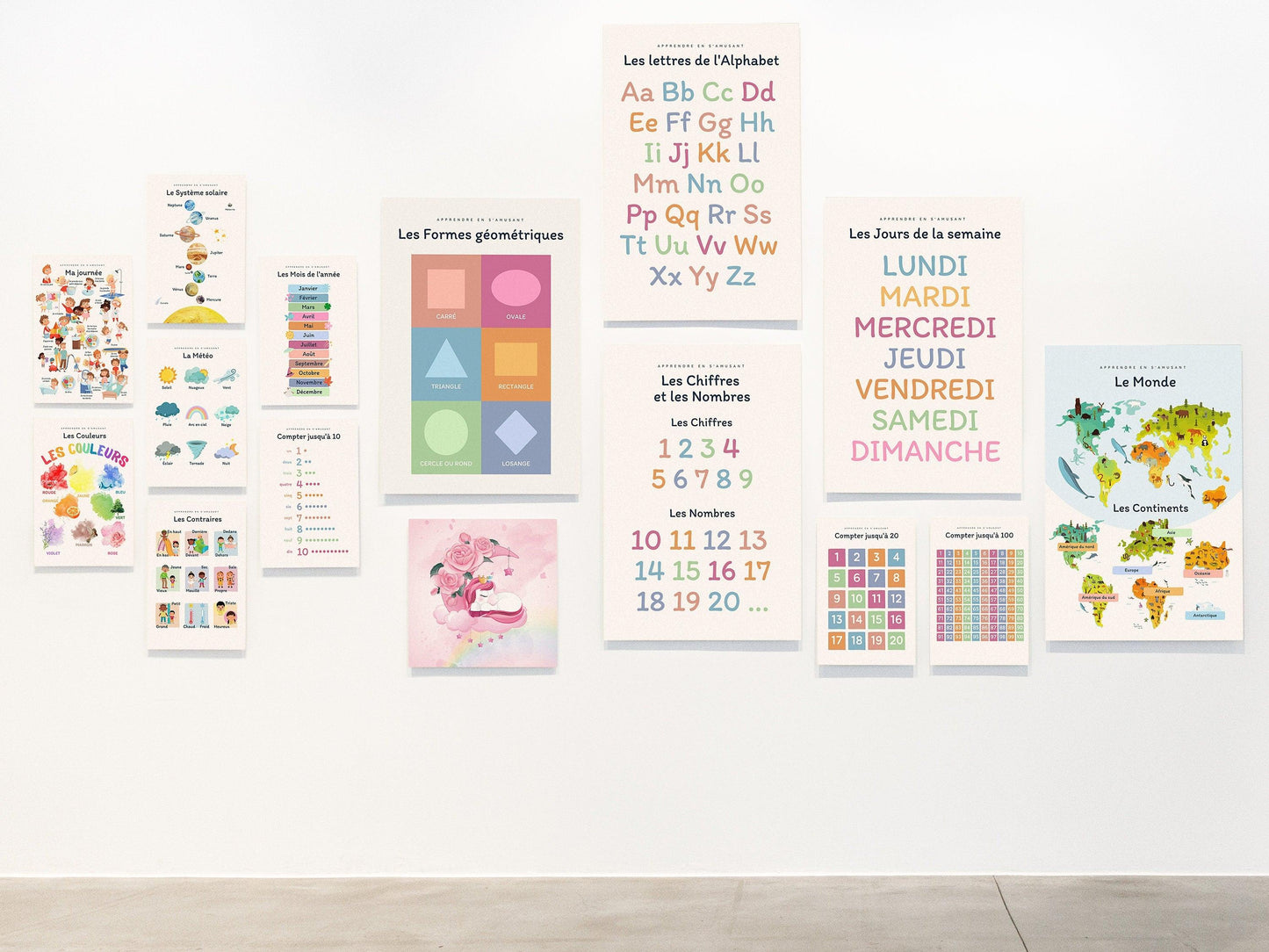 Affiche Les jours de la semaine - lundi mardi samedi chambre enfant école maternelle primaire - poster enfant garçon et fille apprentissage - Imagine.affiche
