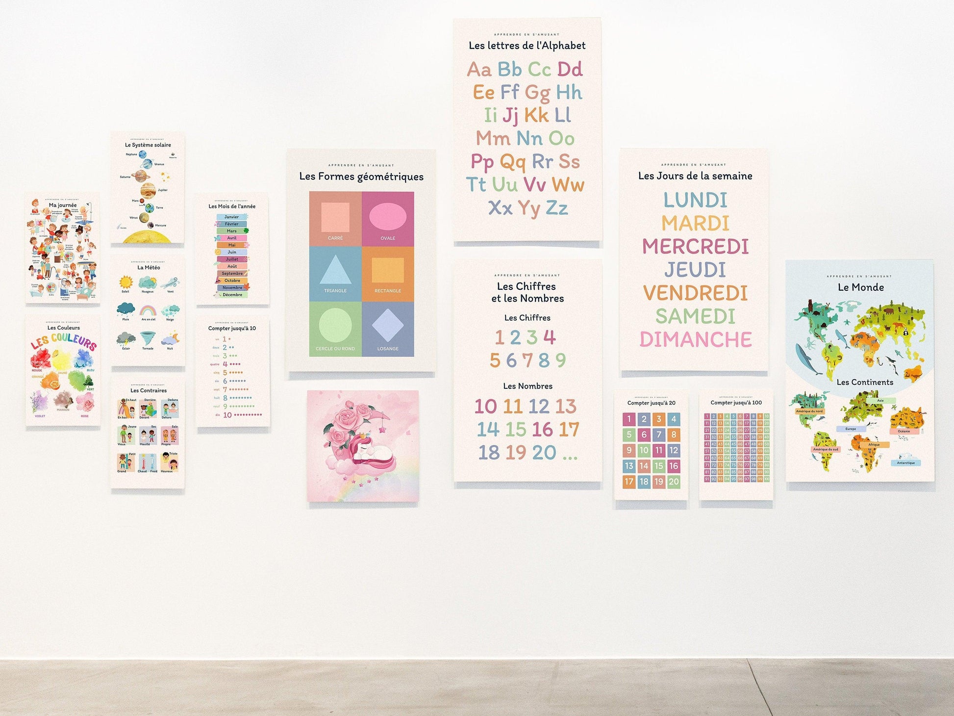 Affiche Les jours de la semaine - lundi mardi samedi chambre enfant école maternelle primaire - poster enfant garçon et fille apprentissage - Imagine.affiche