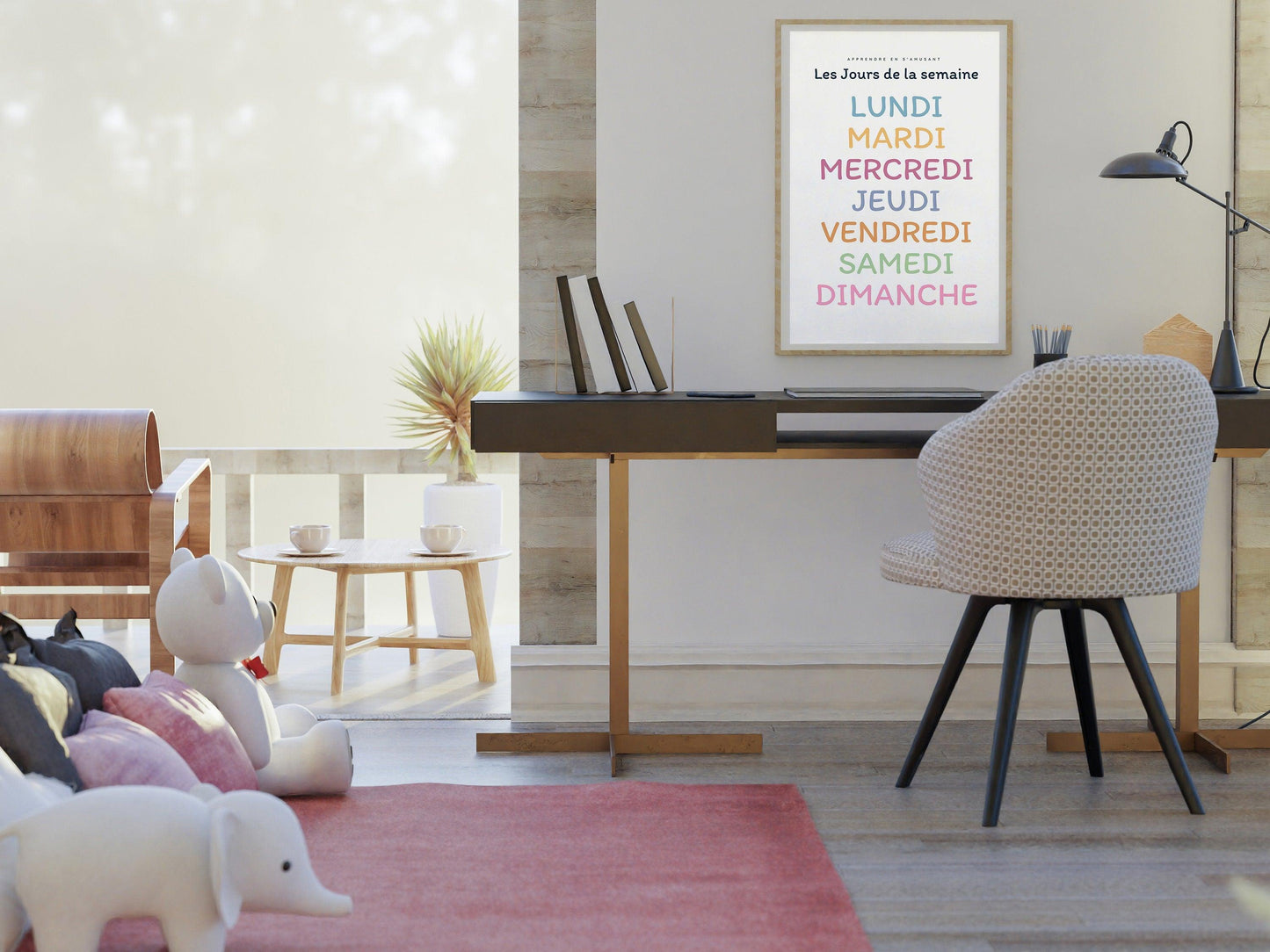 Affiche Les jours de la semaine - lundi mardi samedi chambre enfant école maternelle primaire - poster enfant garçon et fille apprentissage - Imagine.affiche
