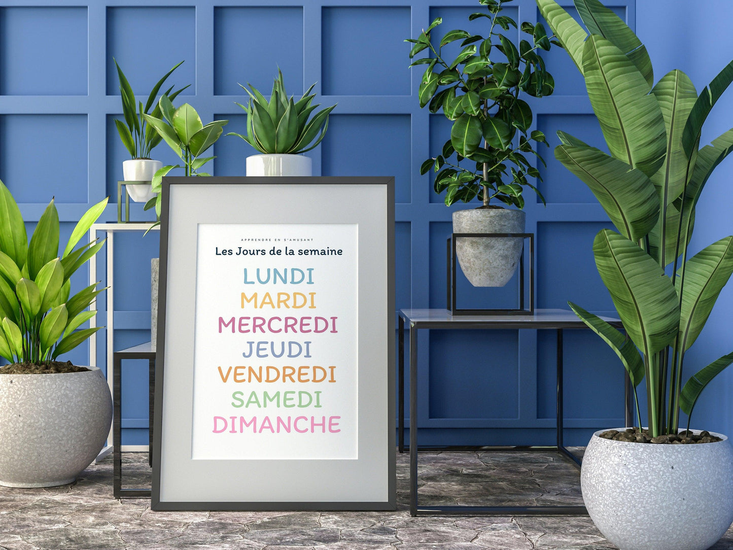 Affiche Les jours de la semaine - lundi mardi samedi chambre enfant école maternelle primaire - poster enfant garçon et fille apprentissage - Imagine.affiche