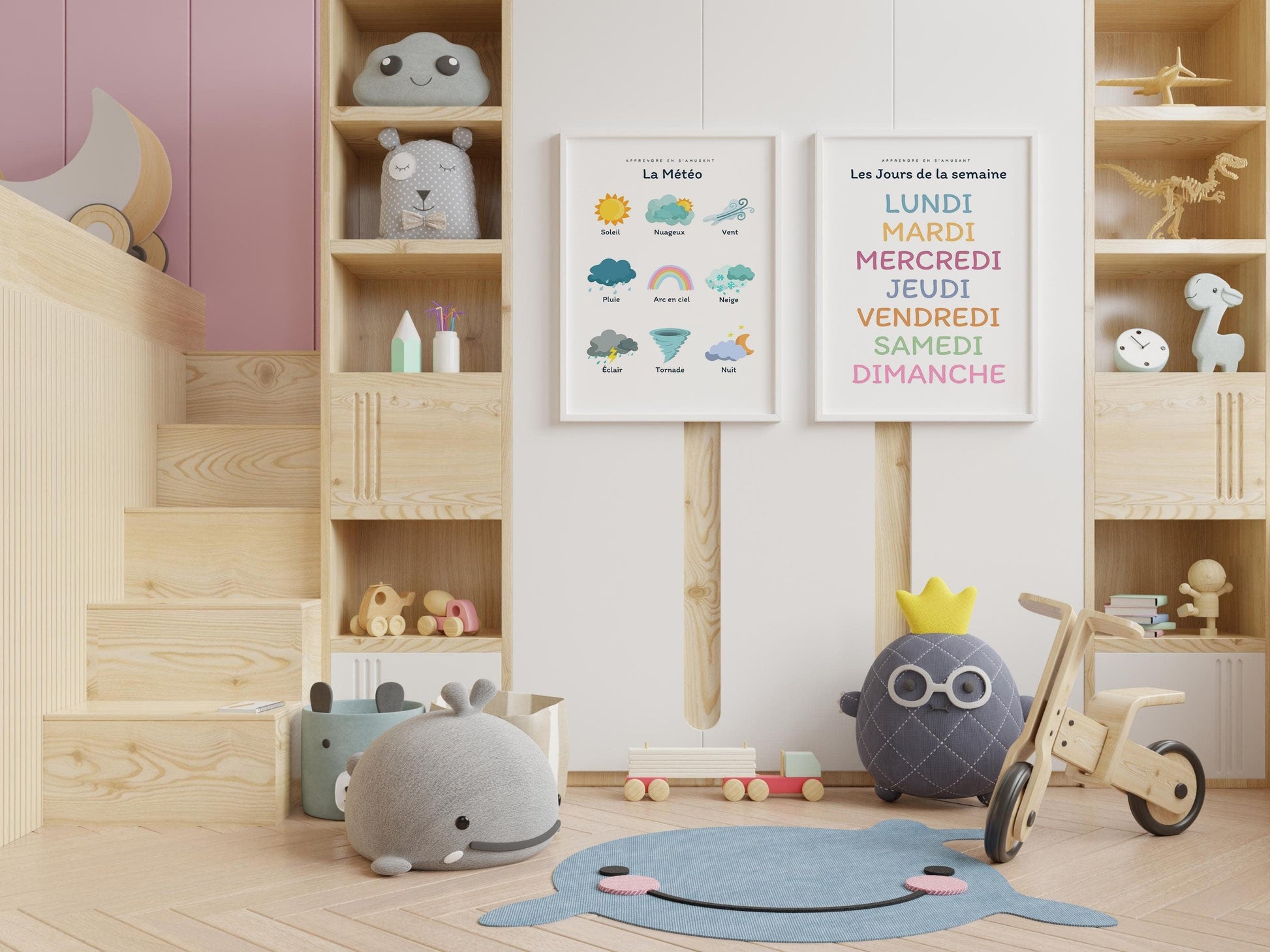 Affiche La météo - soleil pluie neige vent ou arc en ciel - enfant école maternelle primaire - poster enfant garçon et fille apprentissage - Imagine.affiche