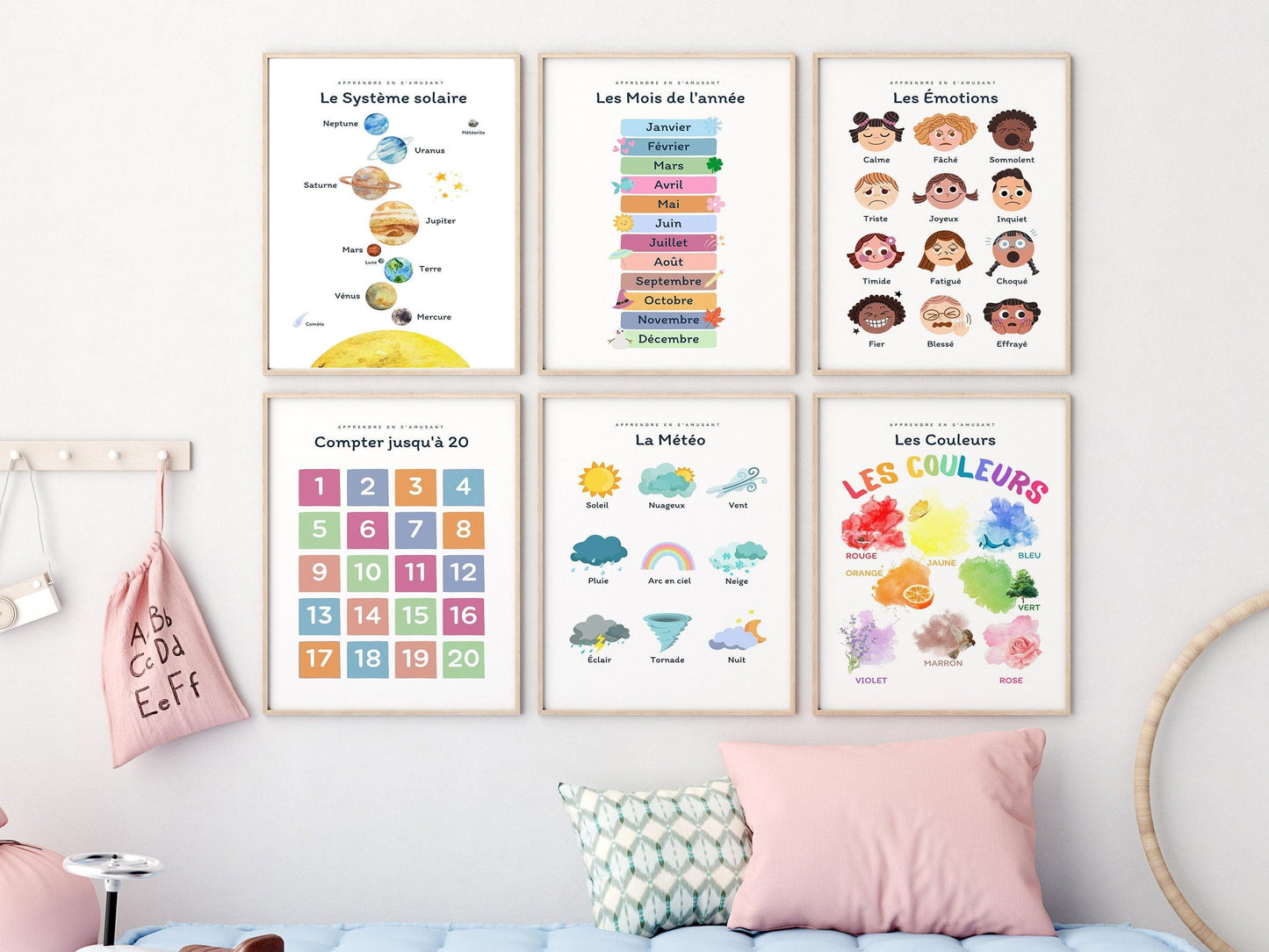 Affiche La météo - soleil pluie neige vent ou arc en ciel - enfant école maternelle primaire - poster enfant garçon et fille apprentissage - Imagine.affiche