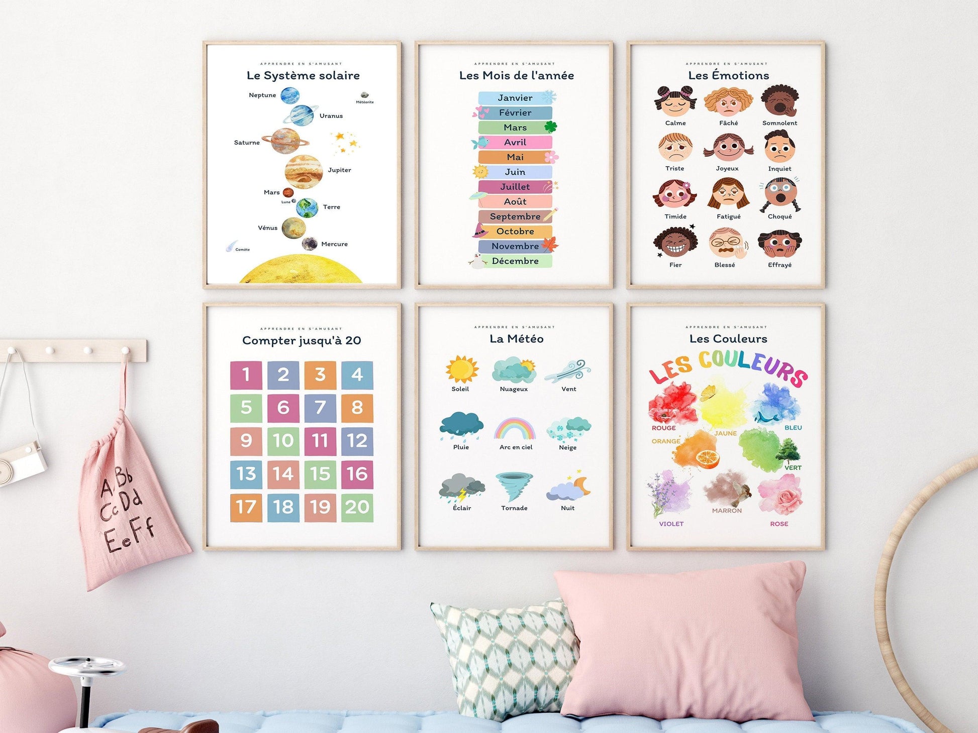 Affiche La météo - soleil pluie neige vent ou arc en ciel - enfant école maternelle primaire - poster enfant garçon et fille apprentissage - Imagine.affiche