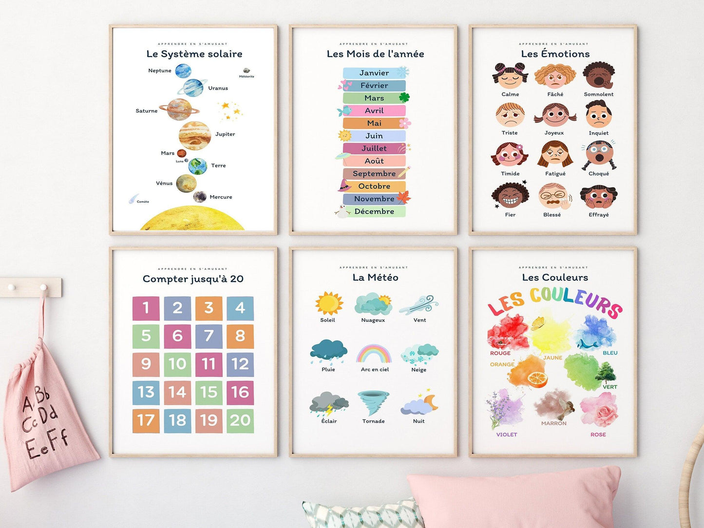 Affiche Le système solaire - les planètes, soleil, univers - enfant école maternelle primaire - poster enfant garçon et fille apprentissage - Imagine.affiche