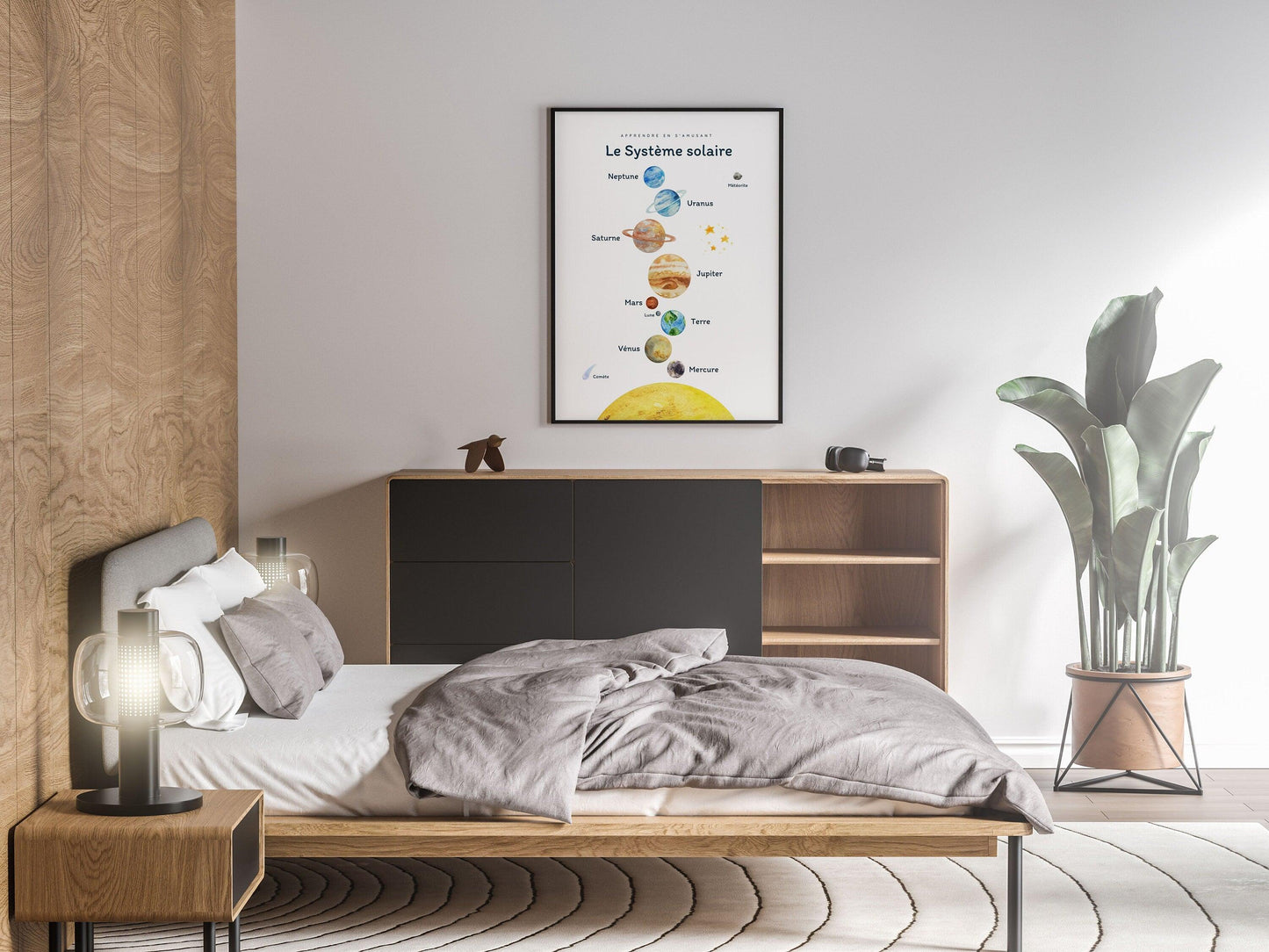 Affiche Le système solaire - les planètes, soleil, univers - enfant école maternelle primaire - poster enfant garçon et fille apprentissage - Imagine.affiche