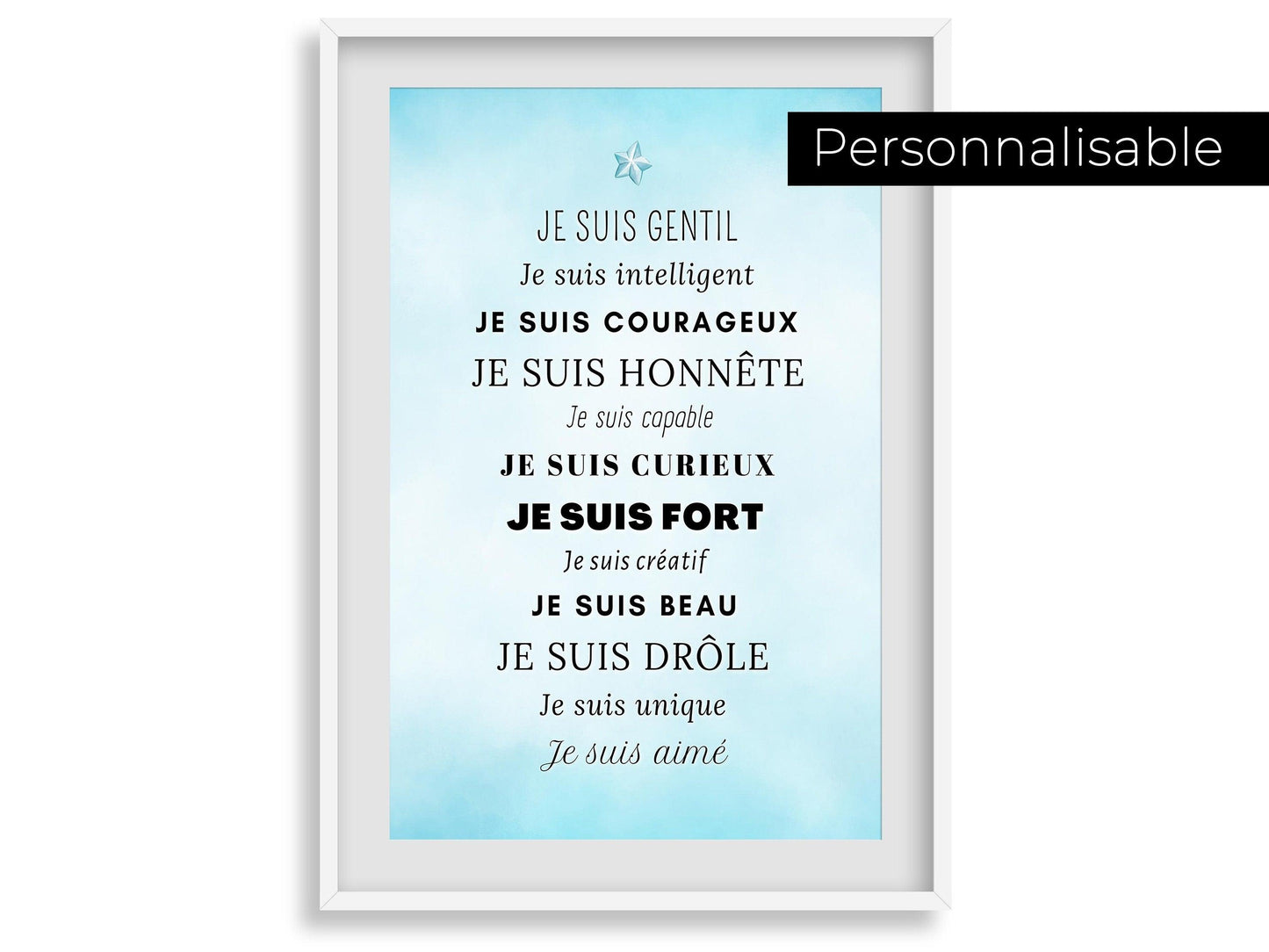 Affiche Motivation - phrases positives compliment - garçon bébé enfant - décoration poster mural chambre salon affirmations personnalisable - Imagine.affiche