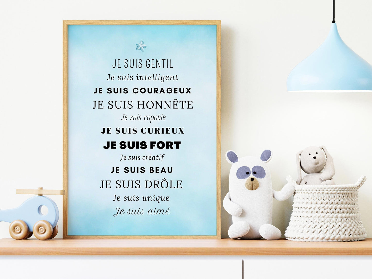 Affiche Motivation - phrases positives compliment - garçon bébé enfant - décoration poster mural chambre salon affirmations personnalisable - Imagine.affiche