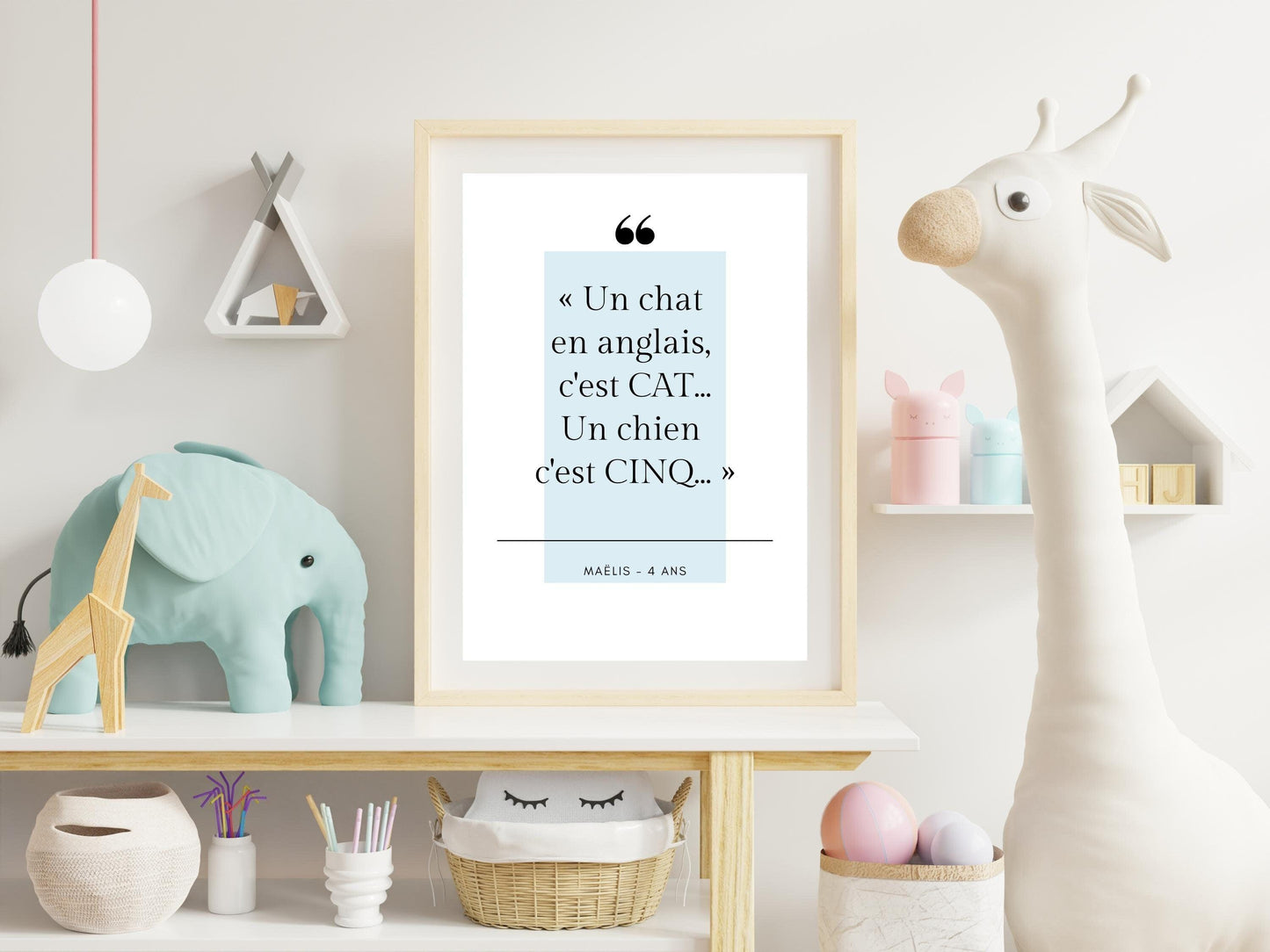 Affiche phrase d'enfant à personnaliser - anniversaire noël - maman papa - cadeau idéal - enfant bébé - souvenir personnalisable citation - Imagine.affiche