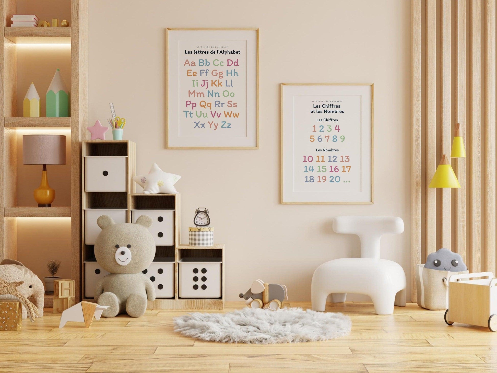 Affiche Apprendre les Chiffres et les Nombres Compter 1 2 3 4 pour chambre enfant école maternelle, primaire - poster enfant garçon et fille - Imagine.affiche