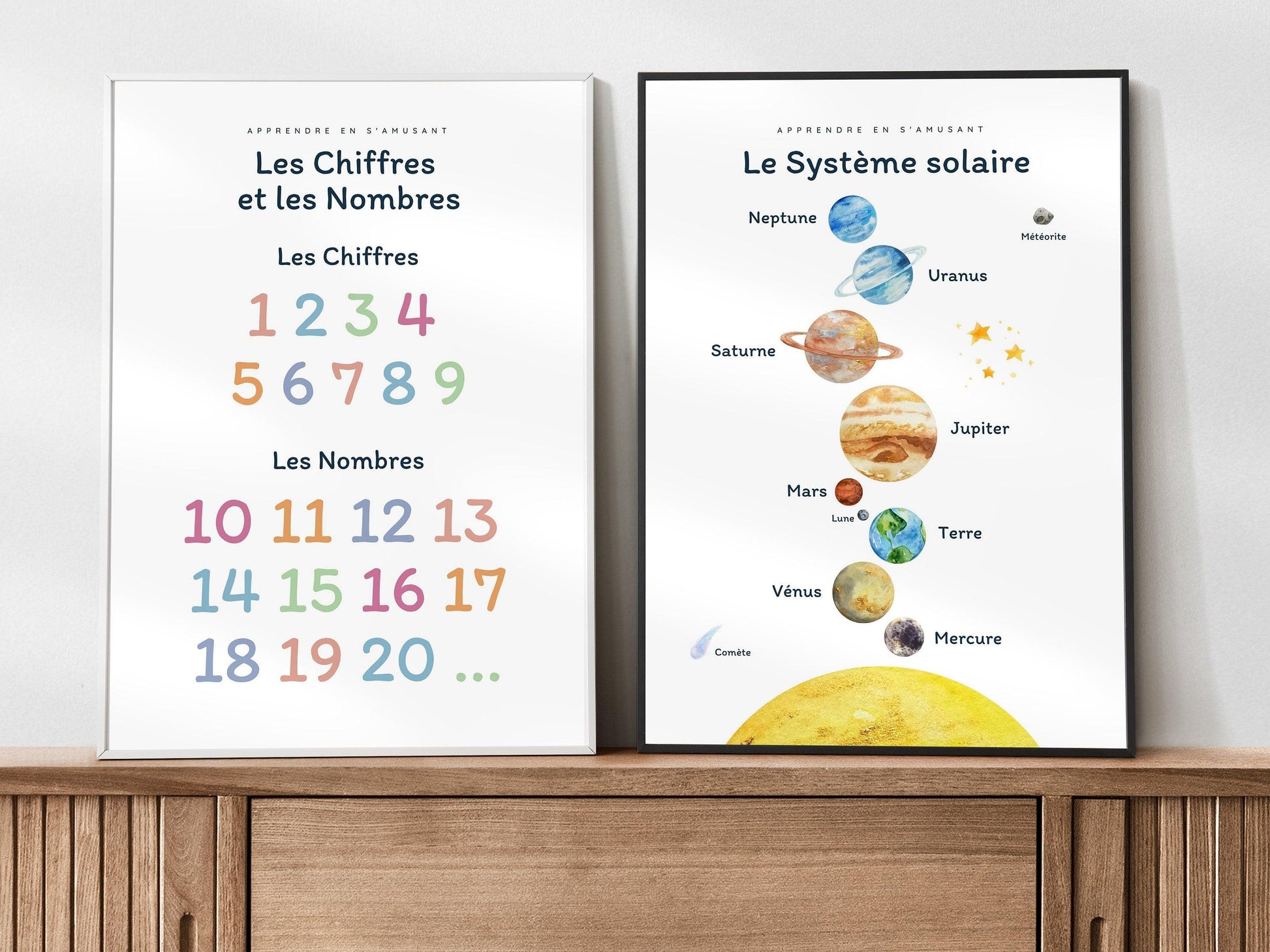 Affiche Apprendre les Chiffres et les Nombres Compter 1 2 3 4 pour chambre enfant école maternelle, primaire - poster enfant garçon et fille - Imagine.affiche