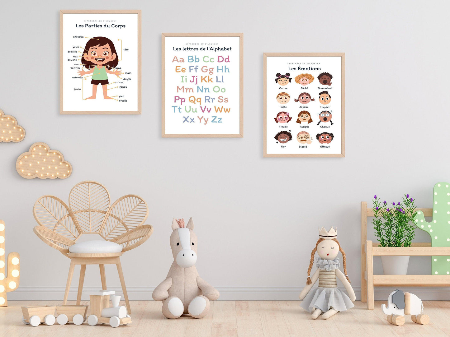 Affiche Les Parties du Corps fille nez bouche pour chambre enfant école maternelle primaire - poster enfant garçon et fille apprentissage - Imagine.affiche