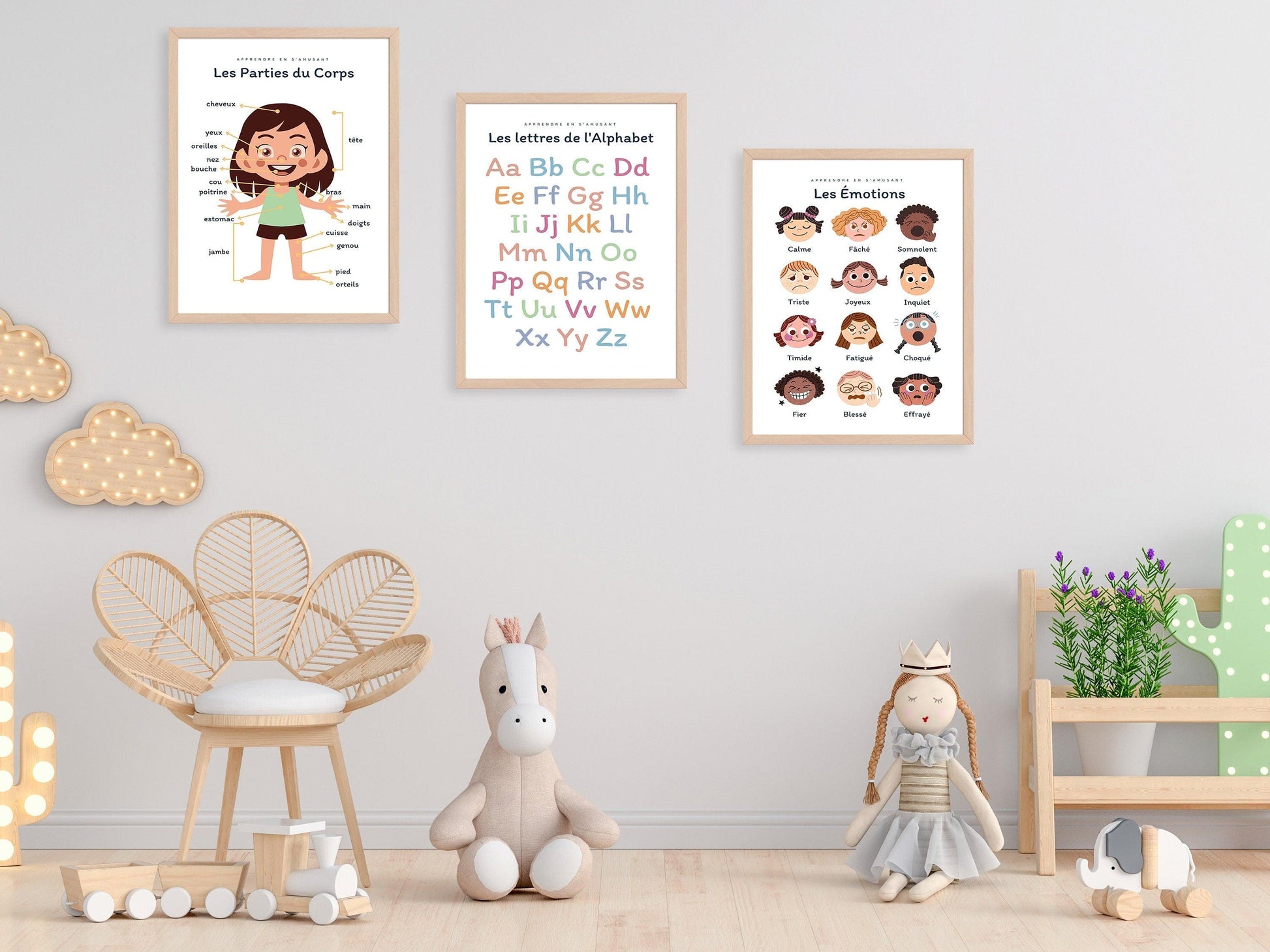Affiche Les Parties du Corps fille nez bouche pour chambre enfant école maternelle primaire - poster enfant garçon et fille apprentissage - Imagine.affiche