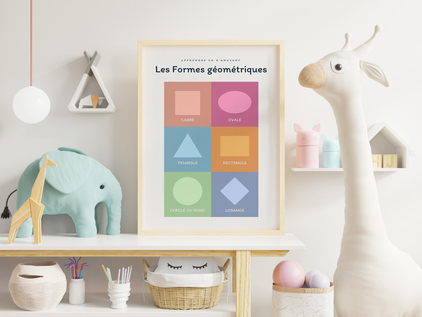 Affiche Les formes - rond carré losange triangle - chambre enfant école maternelle primaire - poster enfant garçon et fille apprentissage - Imagine.affiche