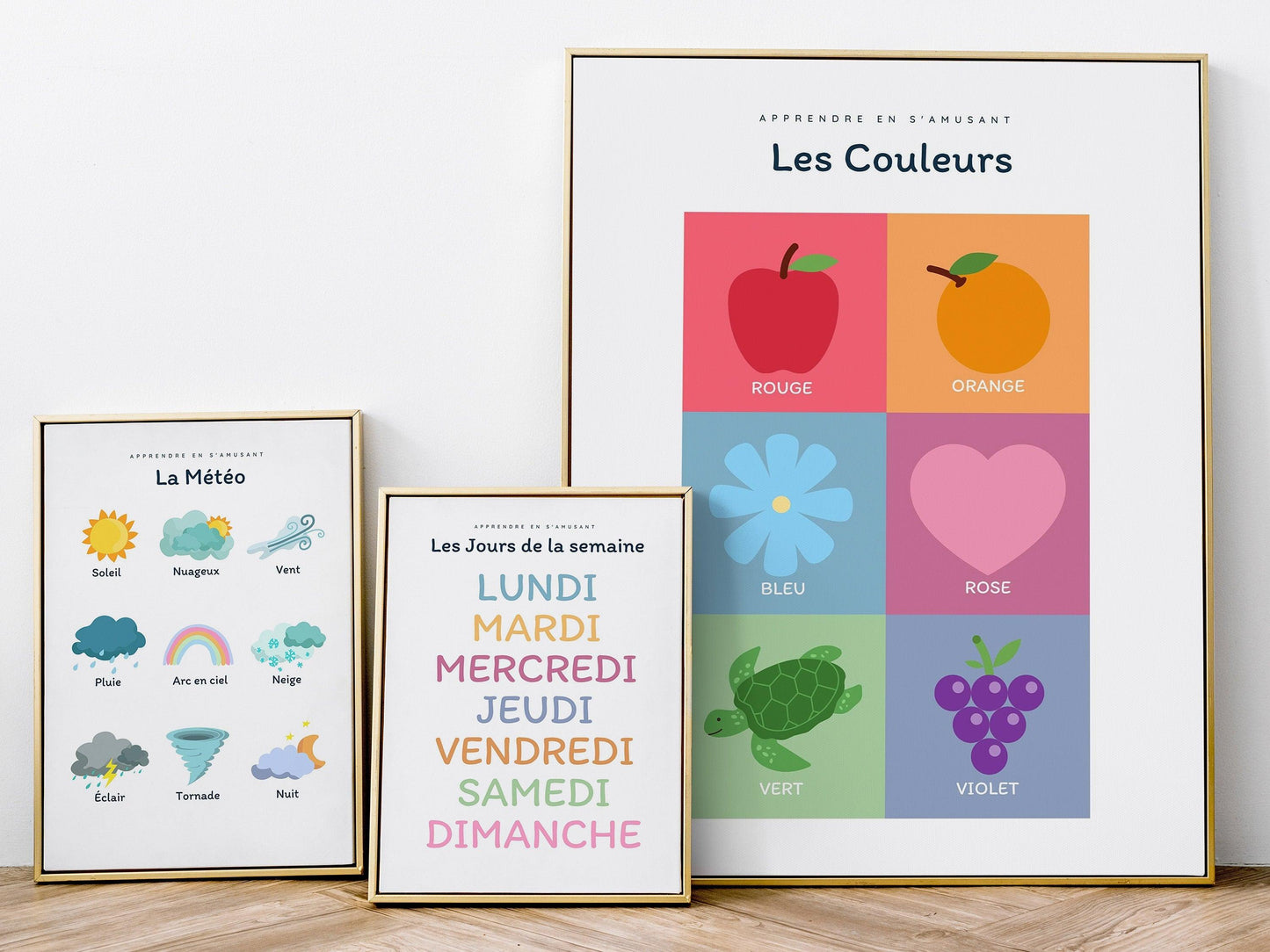 Affiche Les jours de la semaine - lundi mardi samedi chambre enfant école maternelle primaire - poster enfant garçon et fille apprentissage - Imagine.affiche
