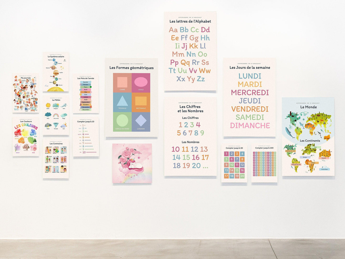 Affiche Les mois de l'année - Janvier février mars avril - enfant école maternelle primaire - poster enfant garçon et fille apprentissage - Imagine.affiche