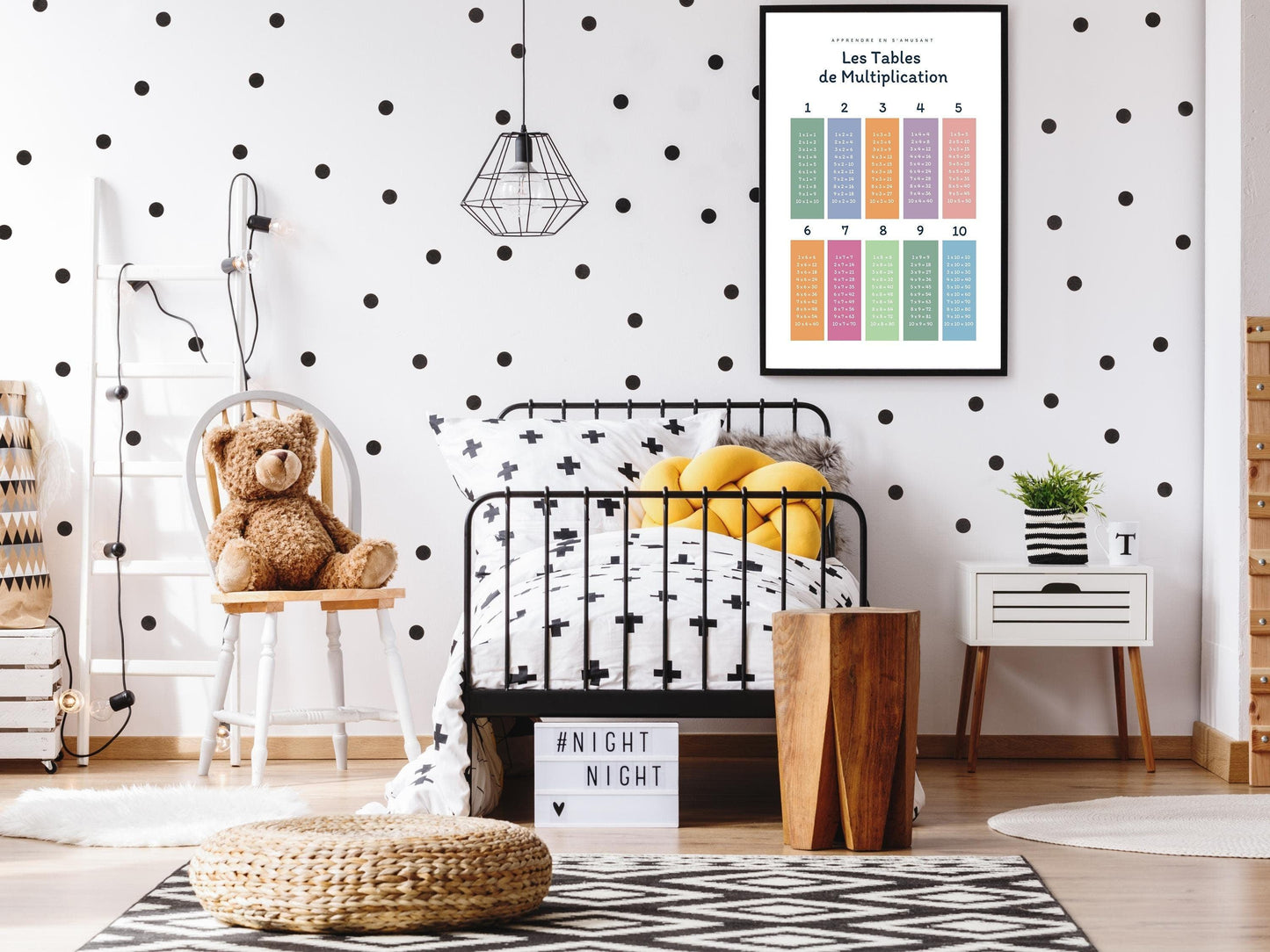 Affiche Les tables de multiplication - table de 2, de 3,... - enfant école maternelle primaire - poster enfant garçon et fille apprentissage - Imagine.affiche