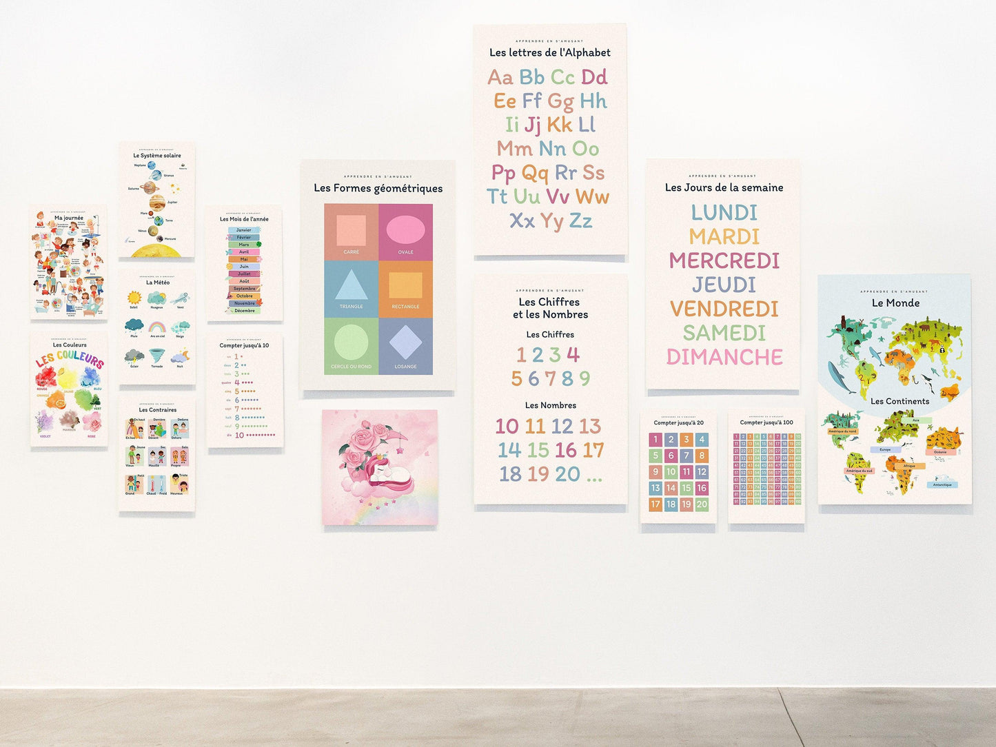 Affiche Le système solaire - les planètes, soleil, univers - enfant école maternelle primaire - poster enfant garçon et fille apprentissage - Imagine.affiche
