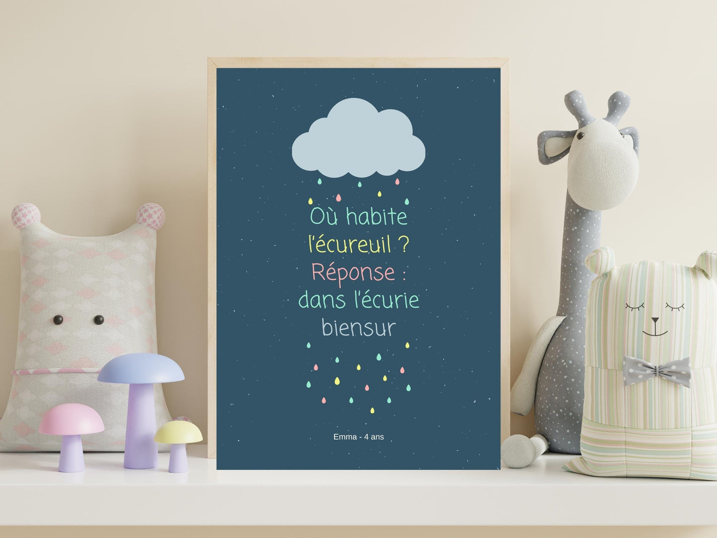 Affiche phrase d'enfant à personnaliser - anniversaire noël - maman papa - cadeau idéal - enfant bébé - souvenir personnalisable citation - Imagine.affiche
