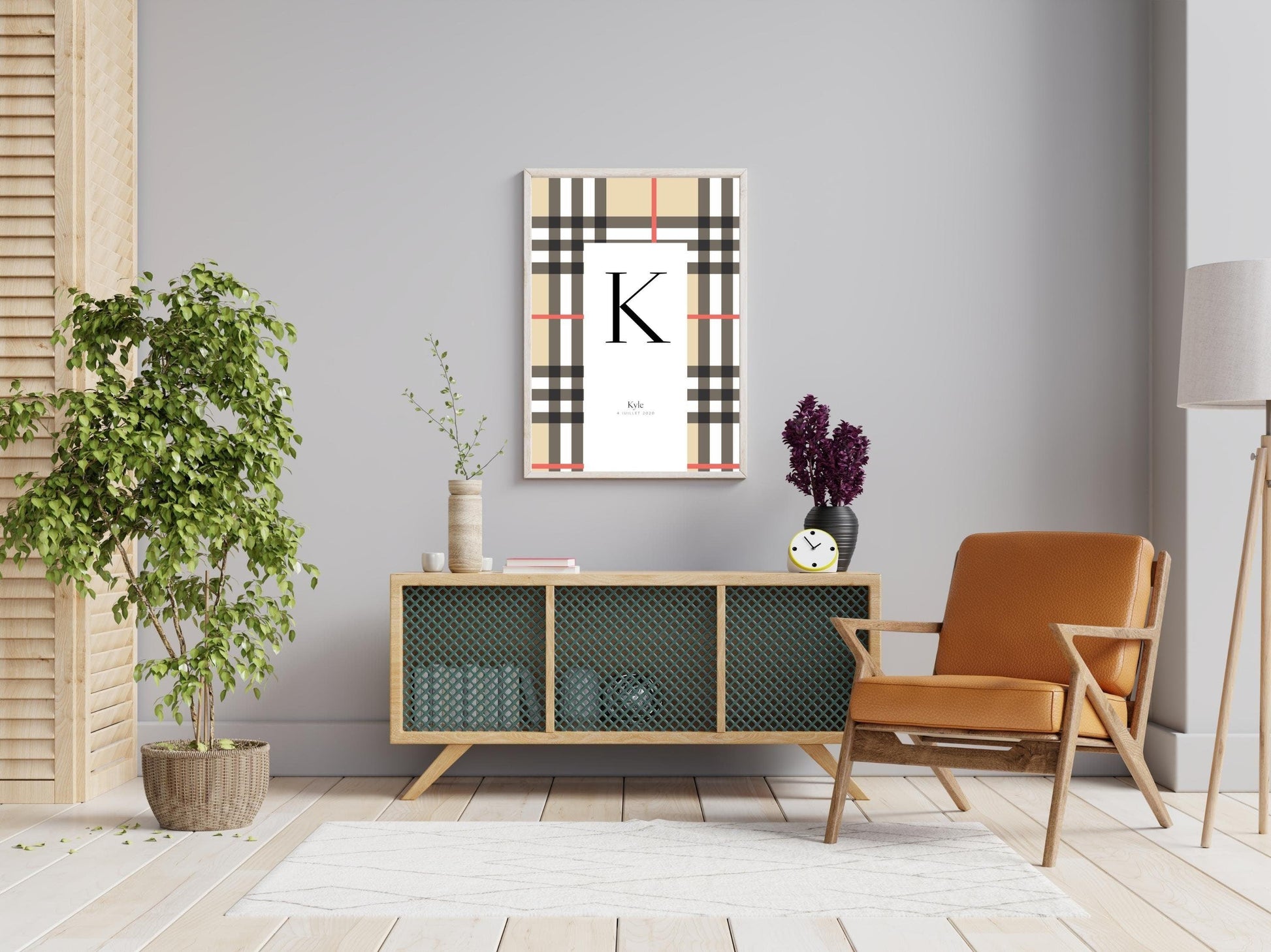 Affiche lettre initiale prénom date de naissance personnalisable motif luxe cadeau original anniversaire baptême bébé enfant fille garçon - Imagine.affiche