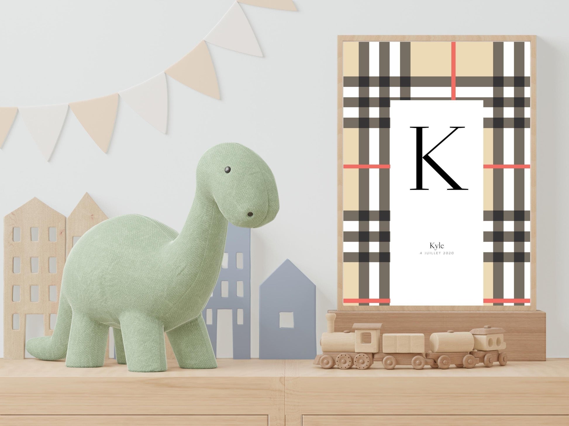 Affiche lettre initiale prénom date de naissance personnalisable motif luxe cadeau original anniversaire baptême bébé enfant fille garçon - Imagine.affiche