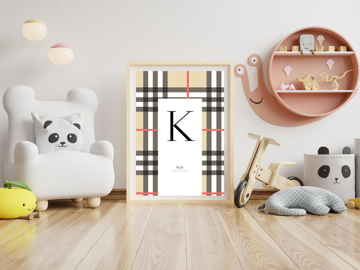 Affiche lettre initiale prénom date de naissance personnalisable motif luxe cadeau original anniversaire baptême bébé enfant fille garçon - Imagine.affiche