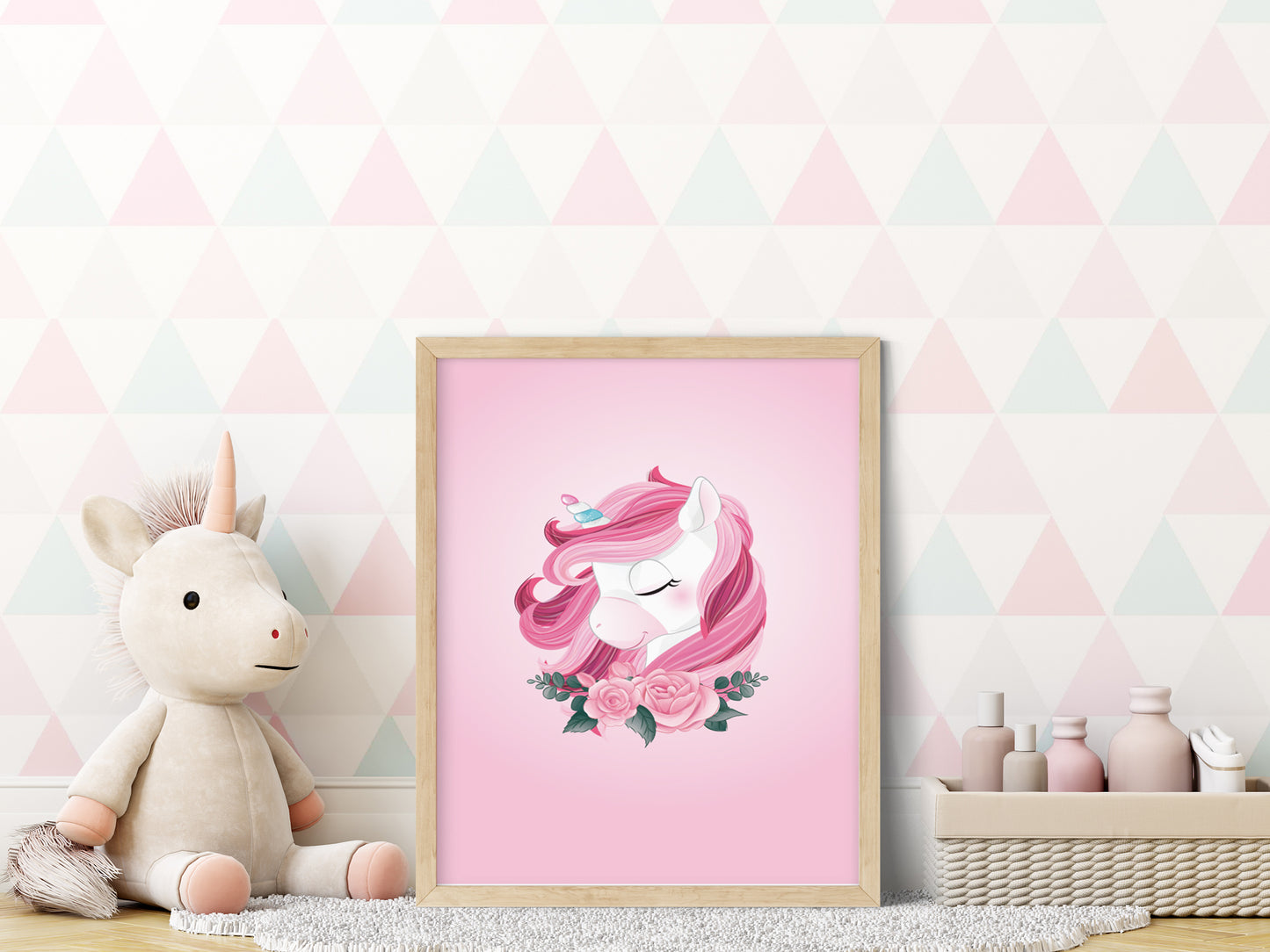 Pink unicorn posters for child/baby room - 3 Posters for girl decoration - Birth gift - A4/A3 format painting - decorative accessory - bb