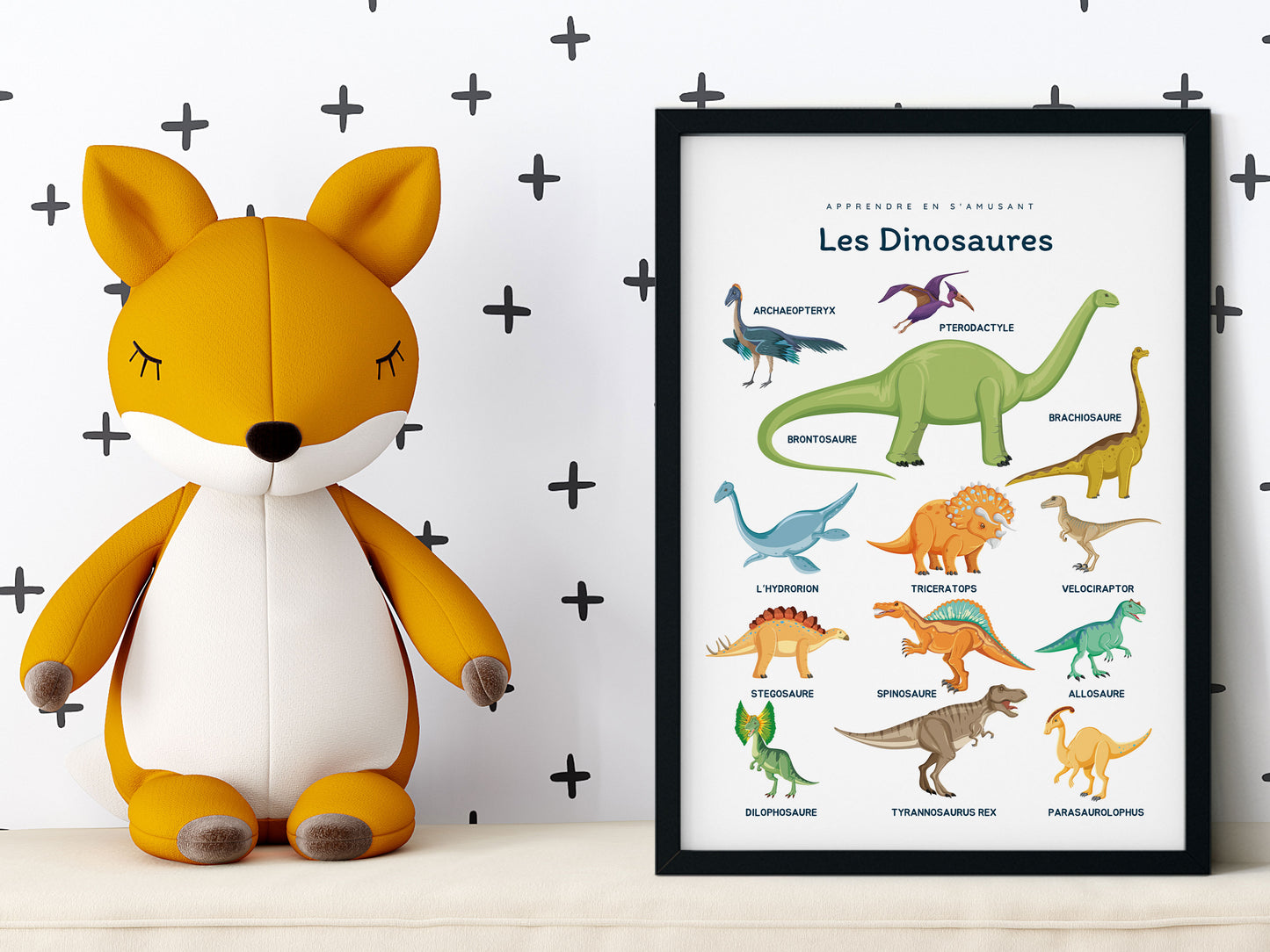 Affiche Les dinosaures - t-rex, tricératops, ptérodactyle ...