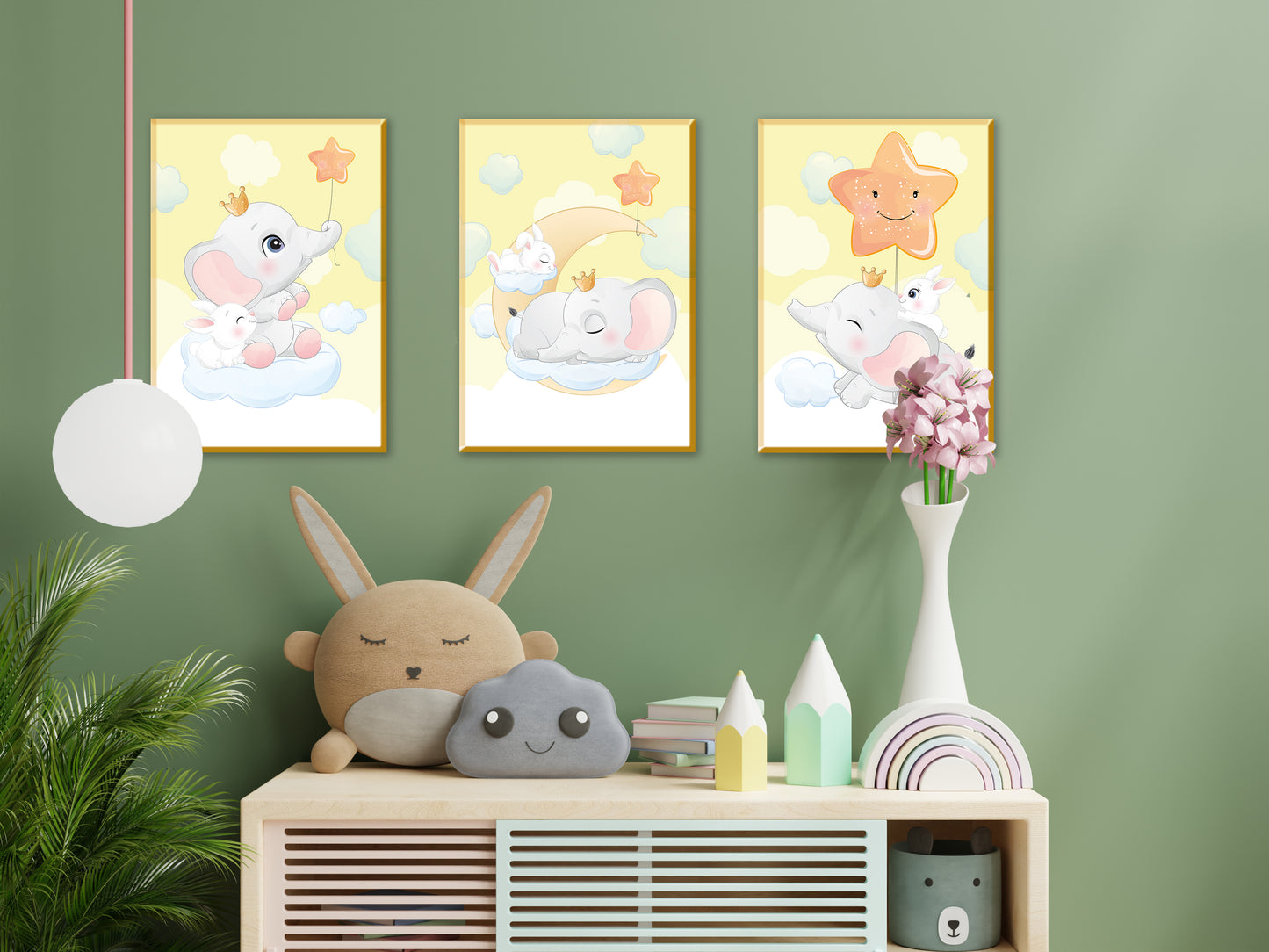 Affiches Éléphant mignon jaune