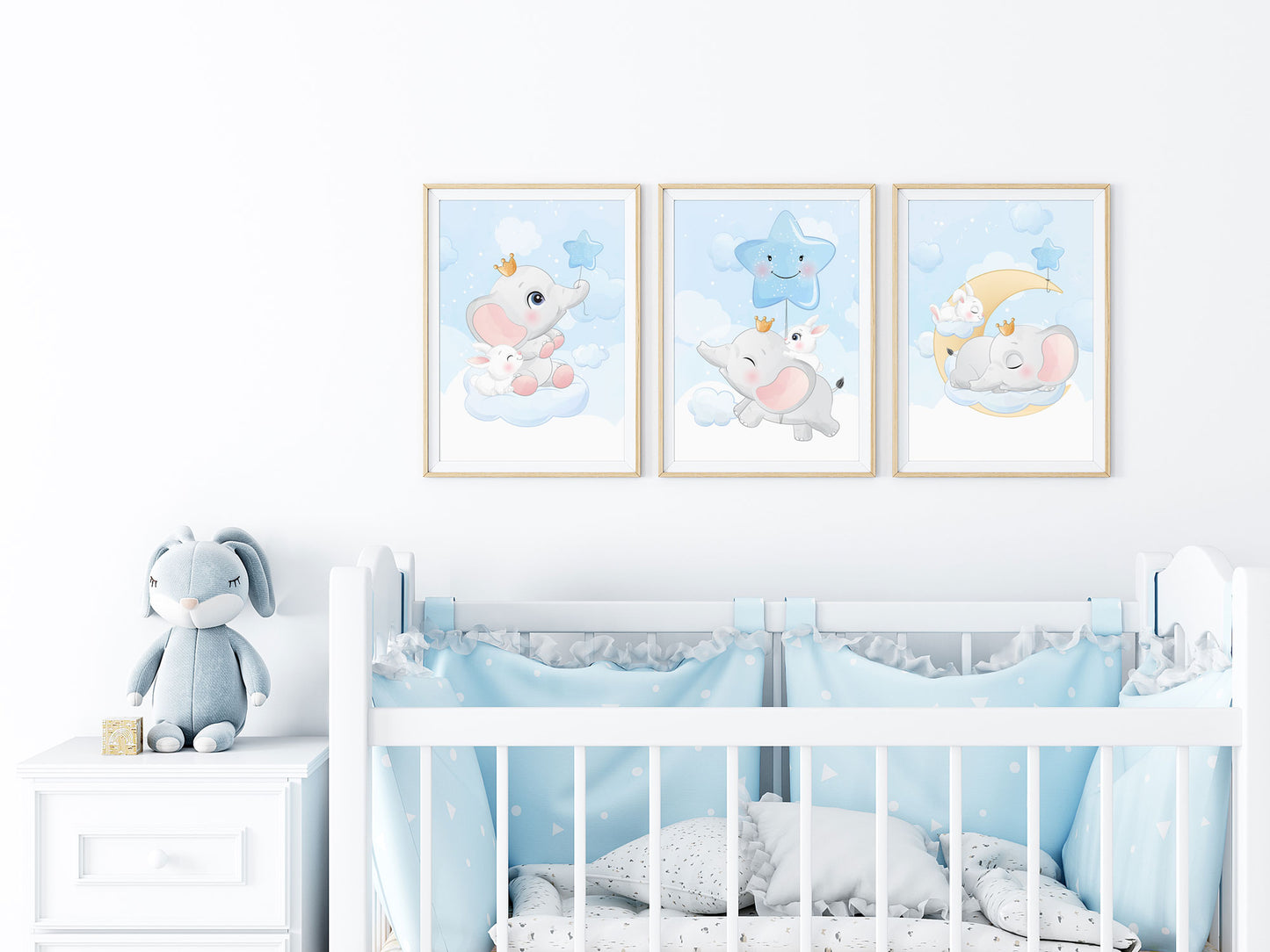 Affiches Éléphant mignon bleu