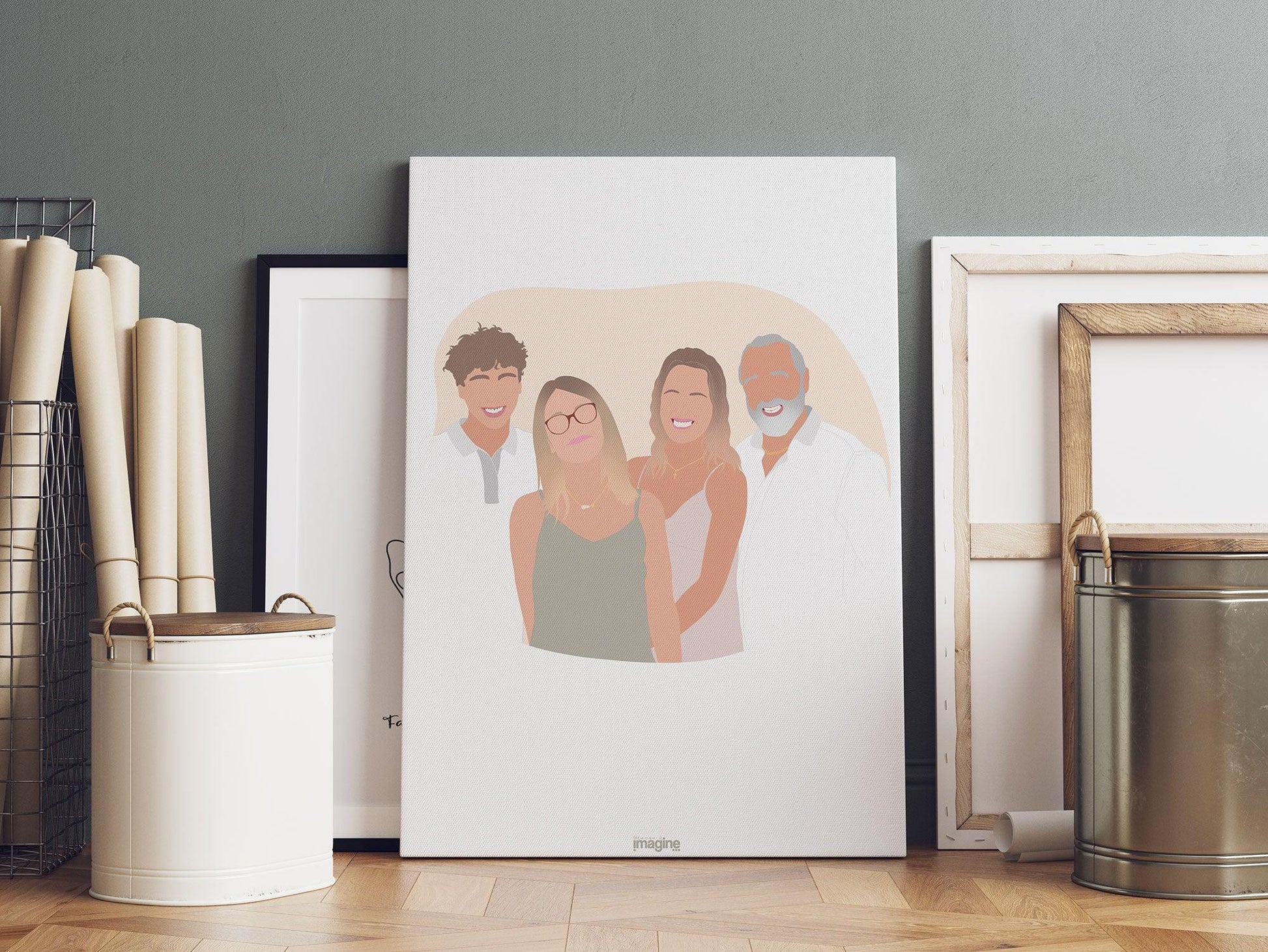 Affiche Portrait personnalisé couple bebe famille soeur frère papi mamie chien - cadeau maman papa anniversaire mariage naissance bapteme - Imagine.affiche