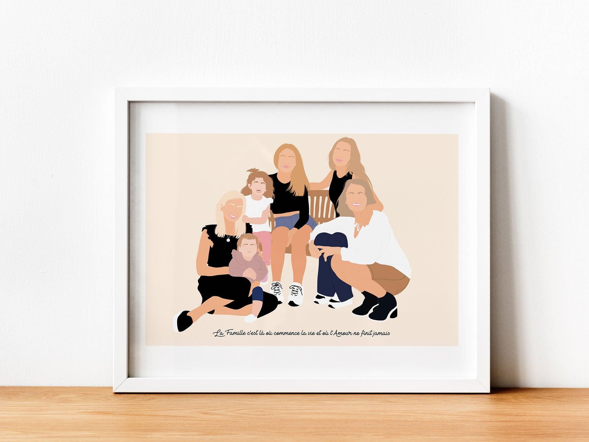 Affiche Portrait personnalisé couple bebe famille soeur frère papi mamie chien - cadeau maman papa anniversaire mariage naissance bapteme - Imagine.affiche