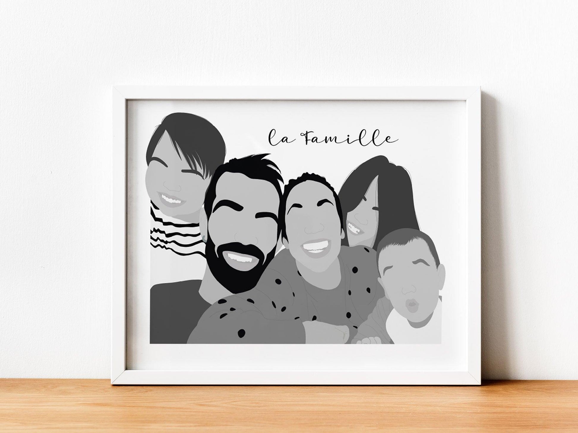 Affiche Portrait personnalisé couple bebe famille soeur frère papi mamie chien - cadeau maman papa anniversaire mariage naissance bapteme - Imagine.affiche
