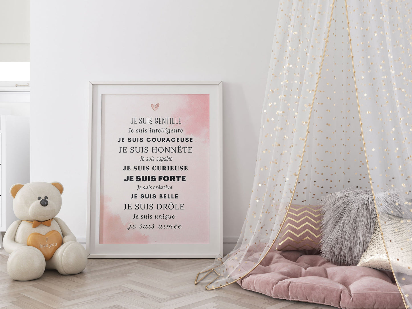 Affiche Motivation rose - phrases positives compliment