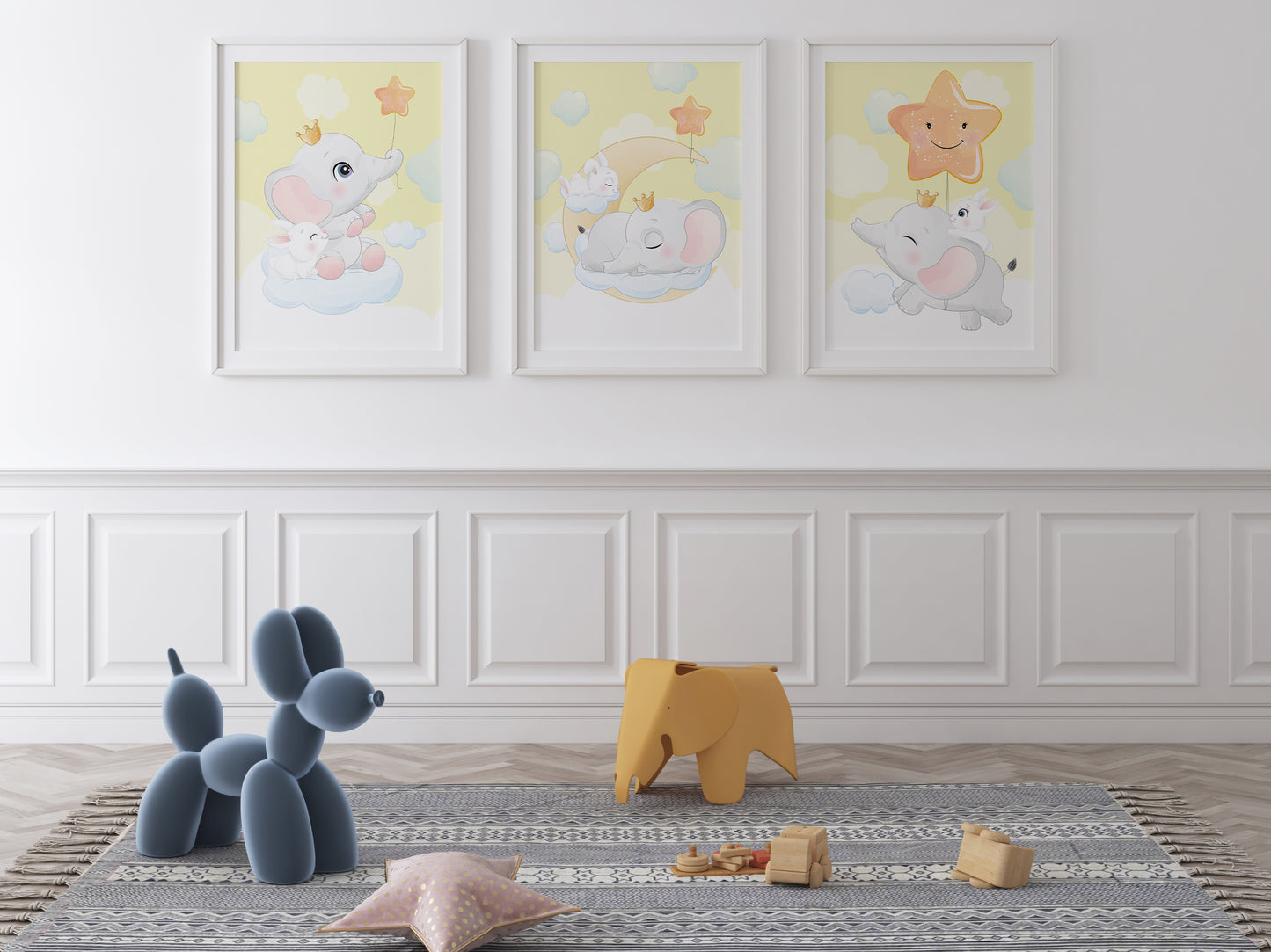 Affiches Éléphant mignon jaune