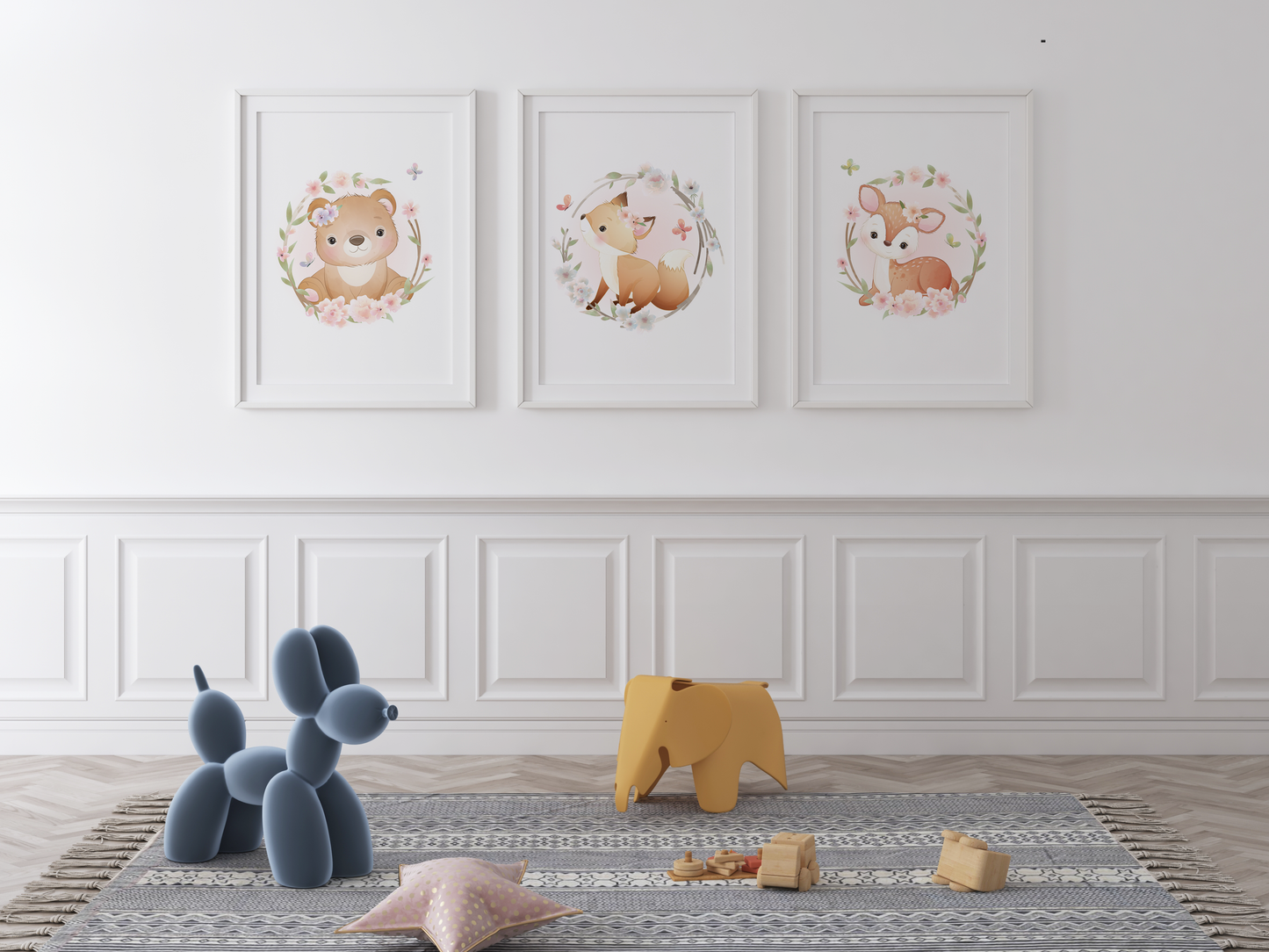 Affiches biche ourson et renard mignon