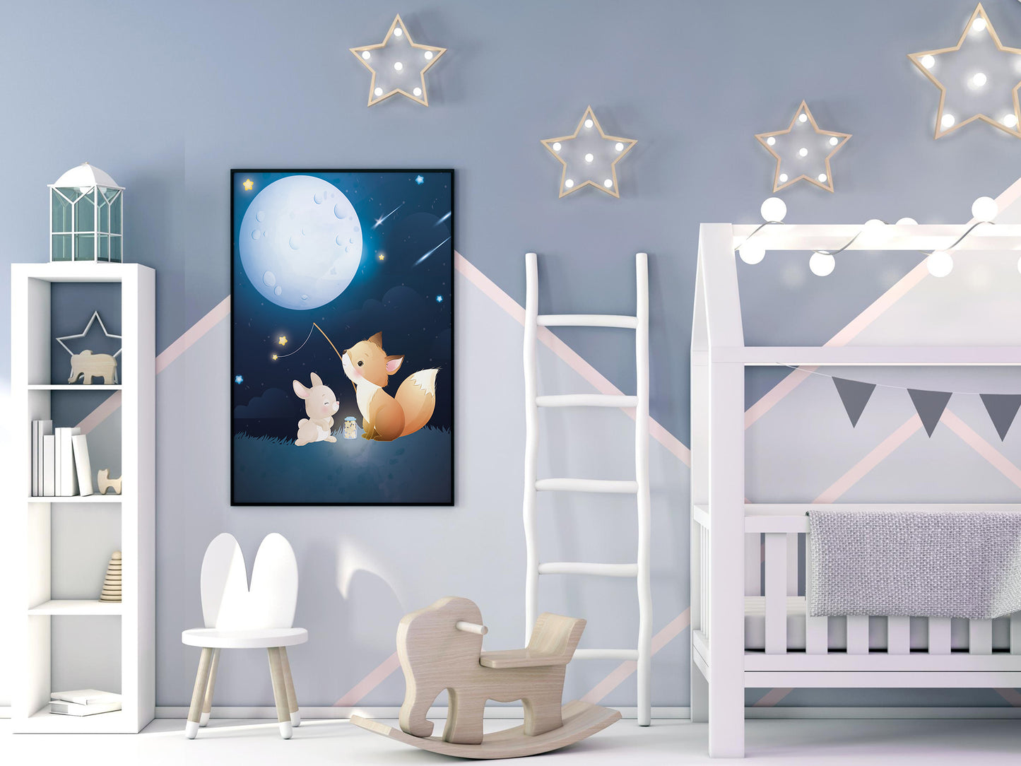 Affiches Renard et Lapin nuit pour chambre d'enfant