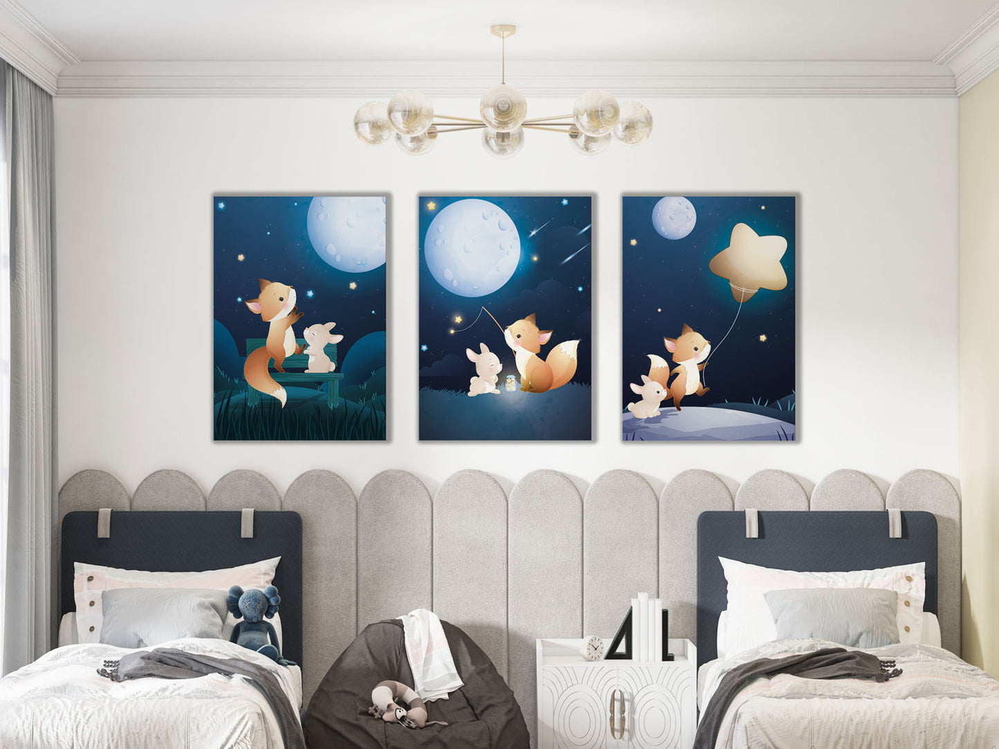 Affiches Renard et Lapin nuit pour chambre d'enfant