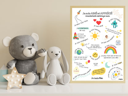 Affiche affirmations positives pour enfant en version garçon ou fille