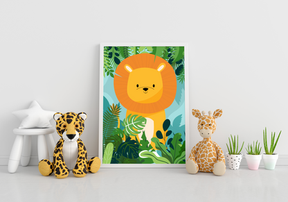 Jungle Animal Posters Elephant Lion Giraffe Monkey - baby children's room 4 posters - decoration boy girl birth - safari dco
