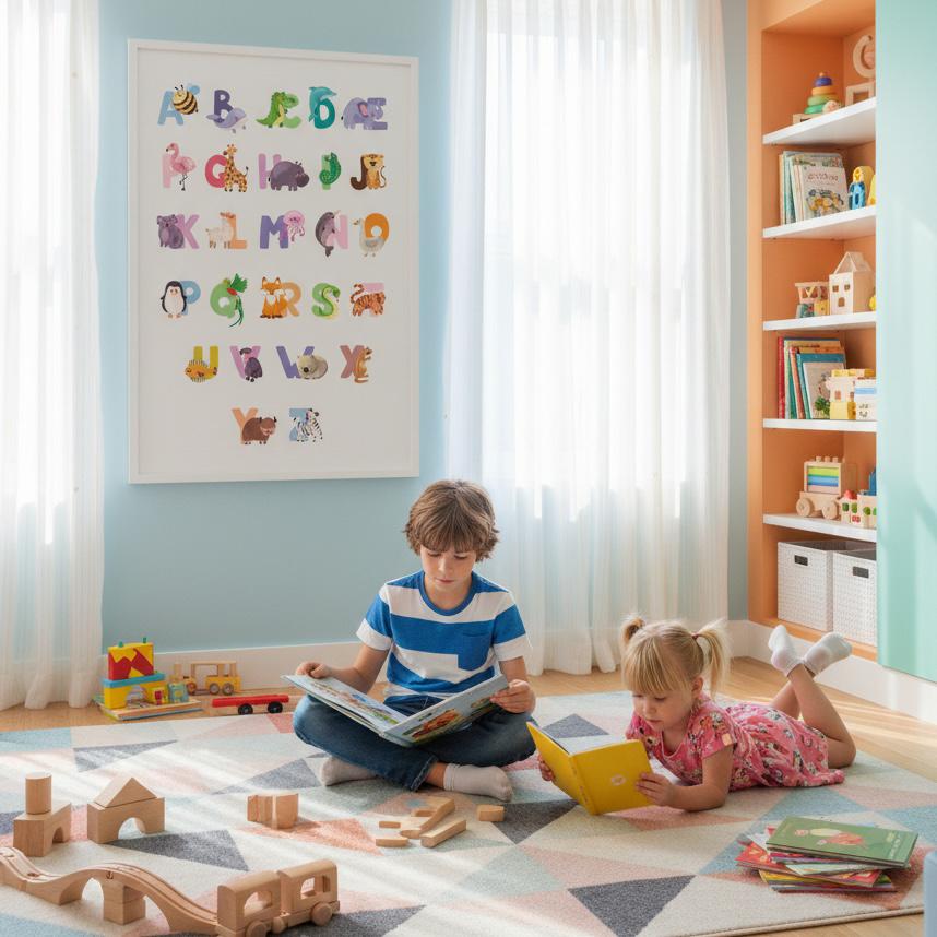 Affiche ABC animaux mignons éducative chambre enfant maternelle