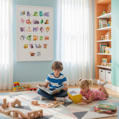 Affiche ABC animaux mignons éducative chambre enfant maternelle