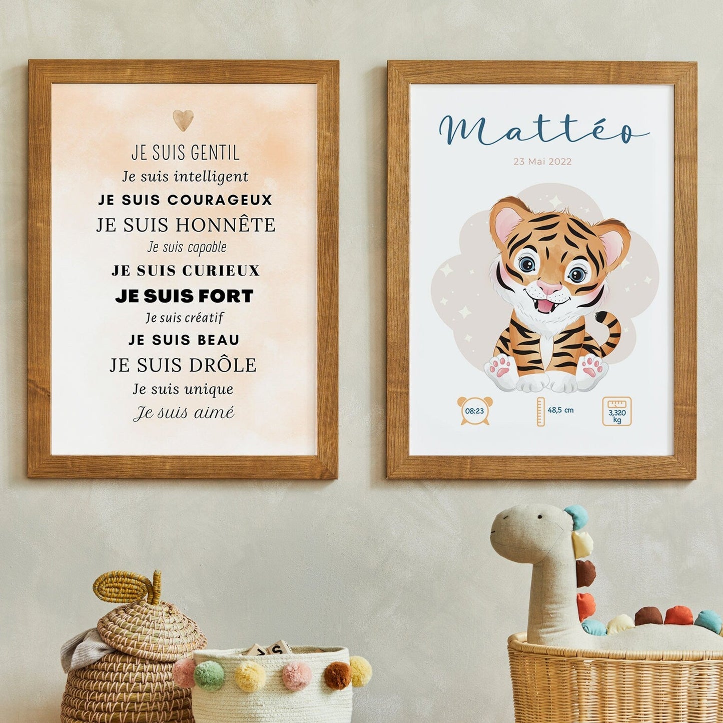 Affiche Naissance Personnalisée 'Tigre' - Souvenir Bébé