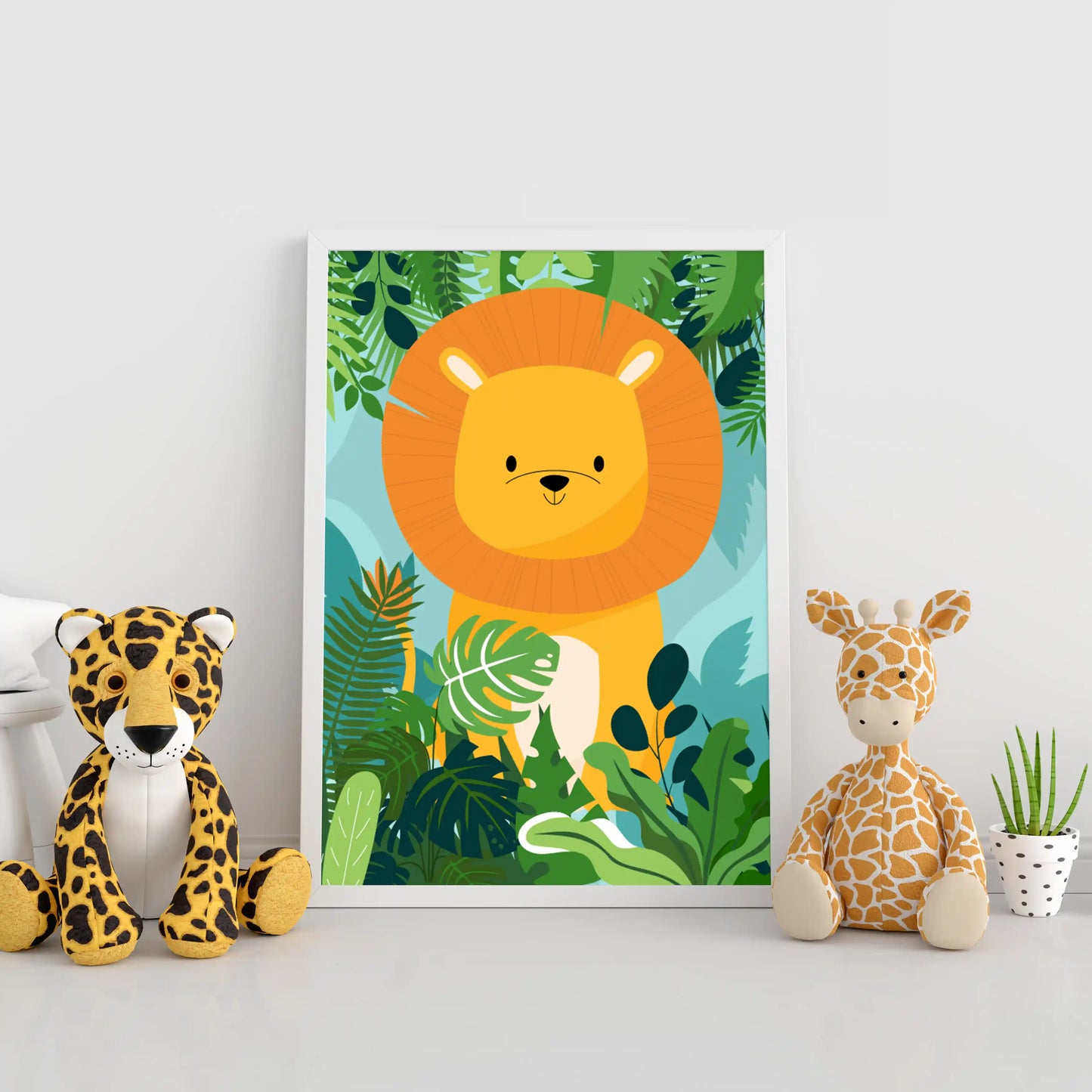 Affiches Animaux Jungle Éléphant Lion Girafe Singe